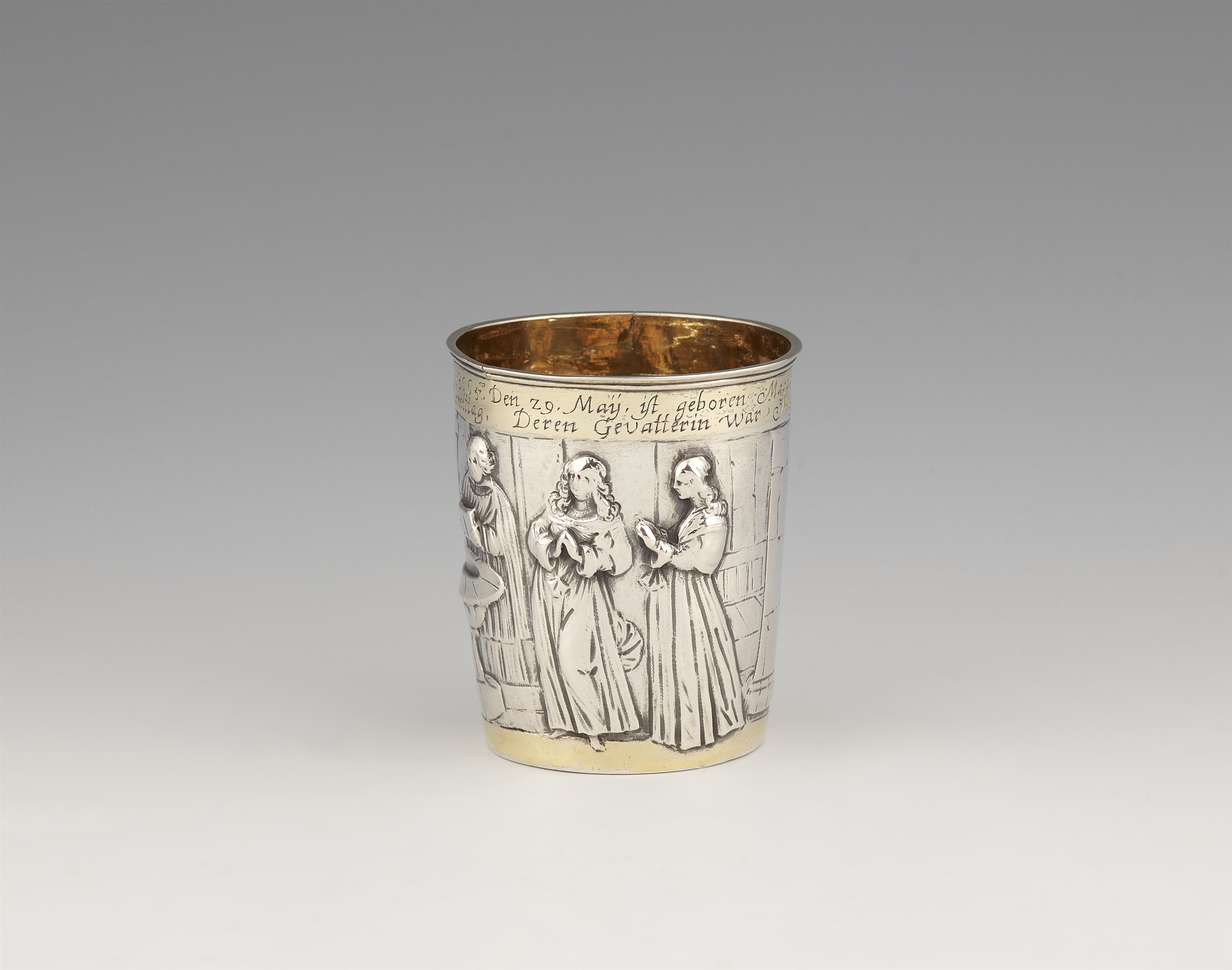 An Ulm Baroque parcel gilt silver christening beaker - image-2