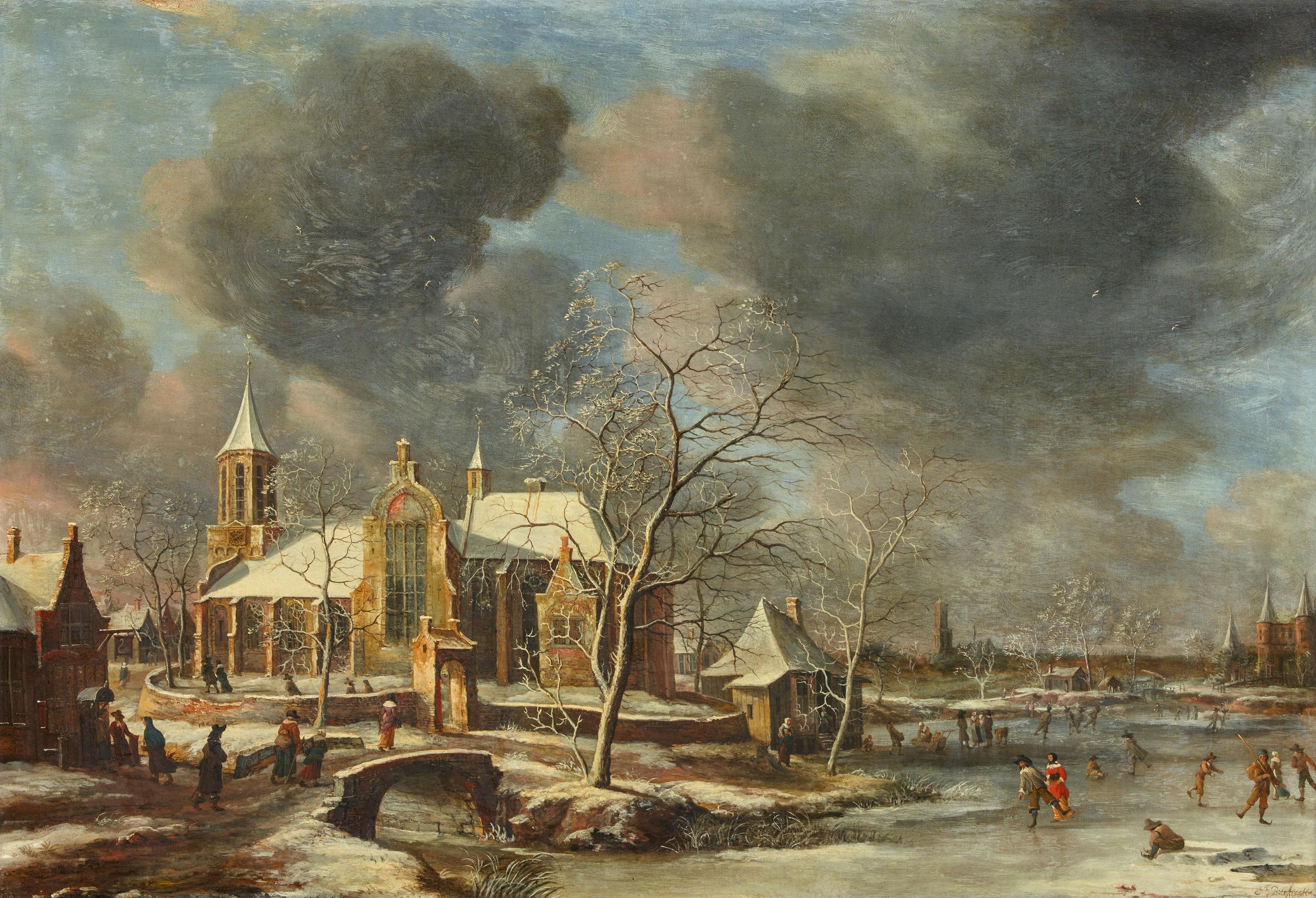 Jan Abrahamsz. Beerstraaten - Skaters in a Winter Landscape - image-1