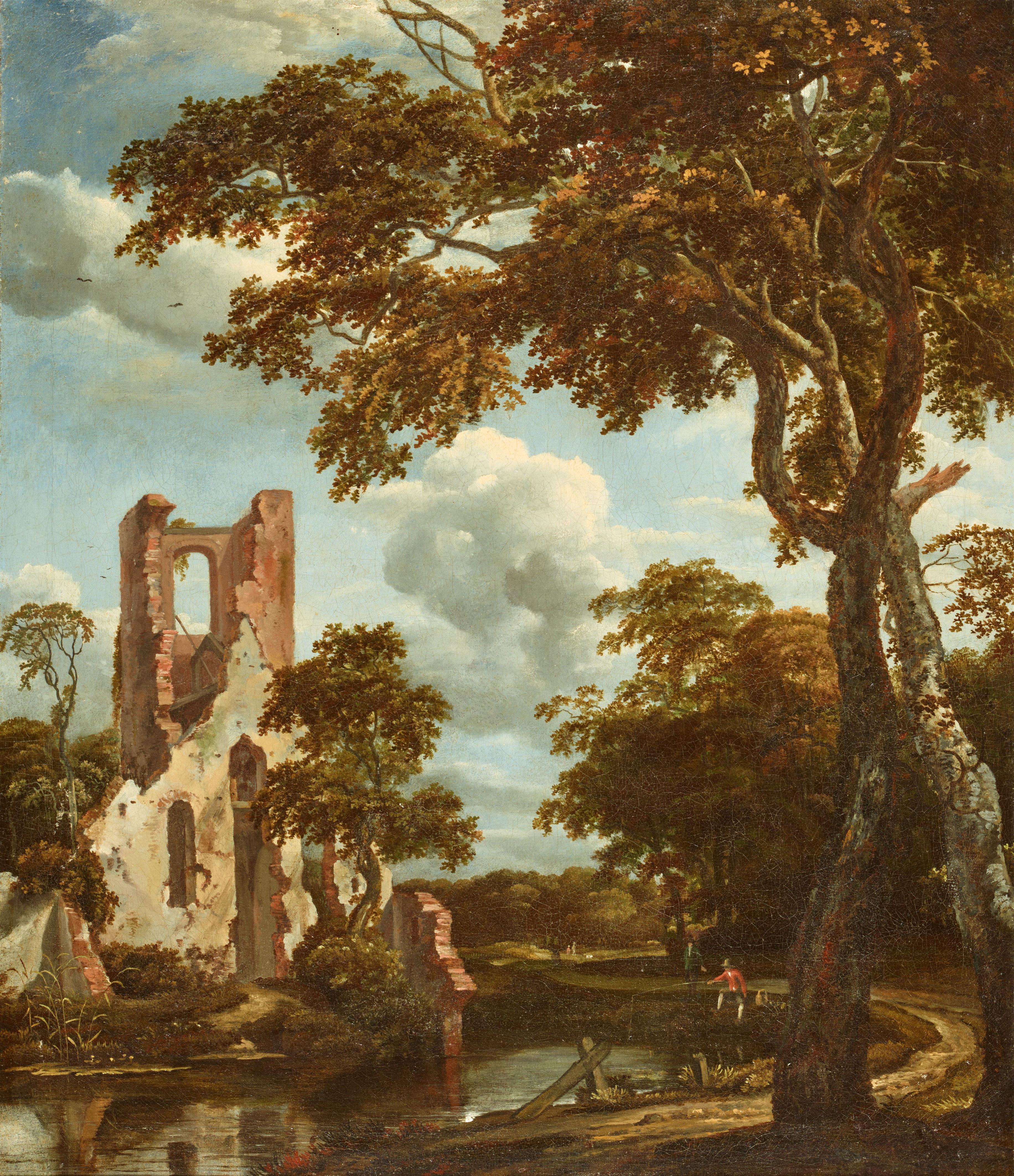 Jan van Kessel II - Flusslandschaft mit der Ruine von Eyckendynen bei den Haag und Fischern - image-1