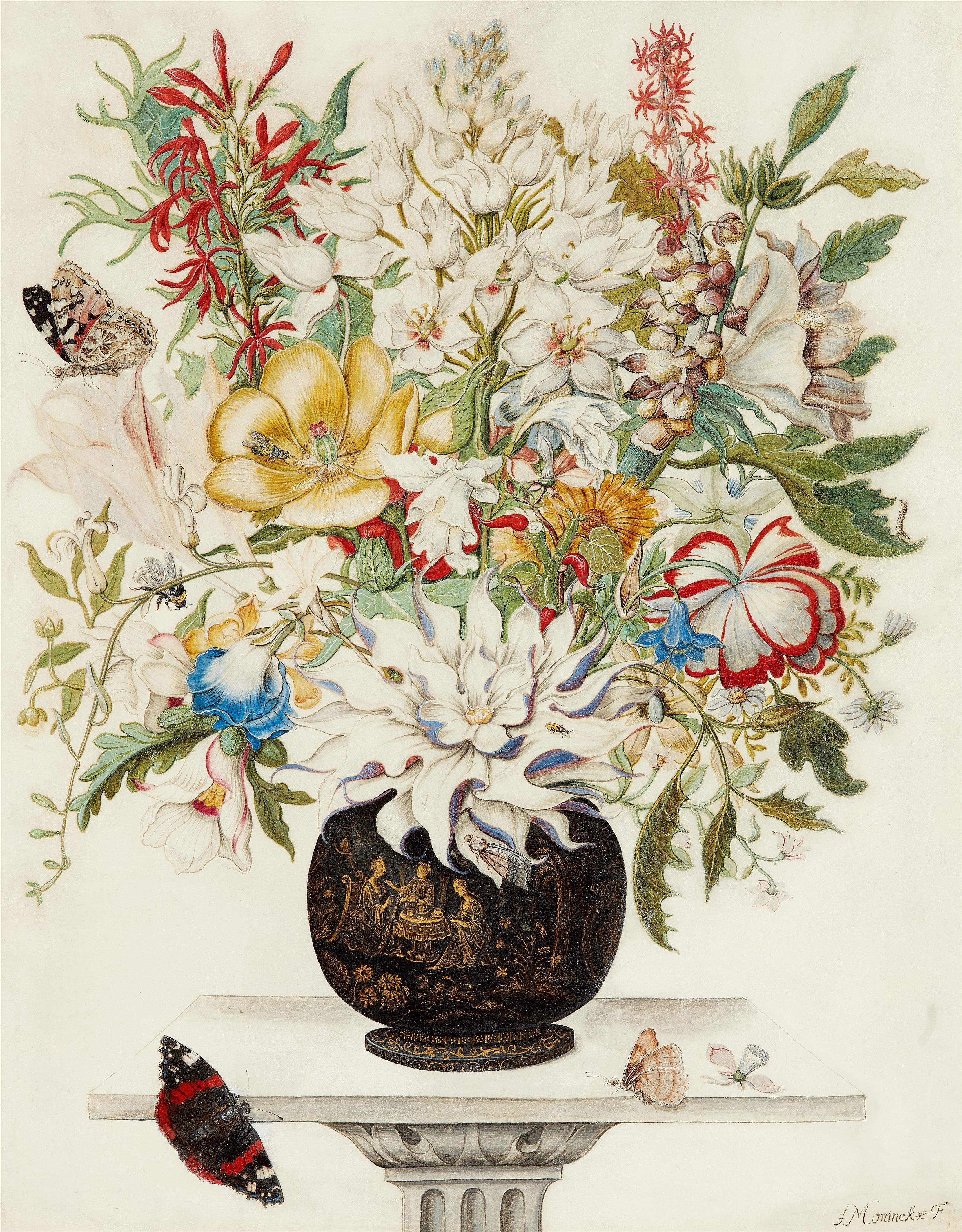 Johannes Moninckx - Three Flower Pieces - image-3