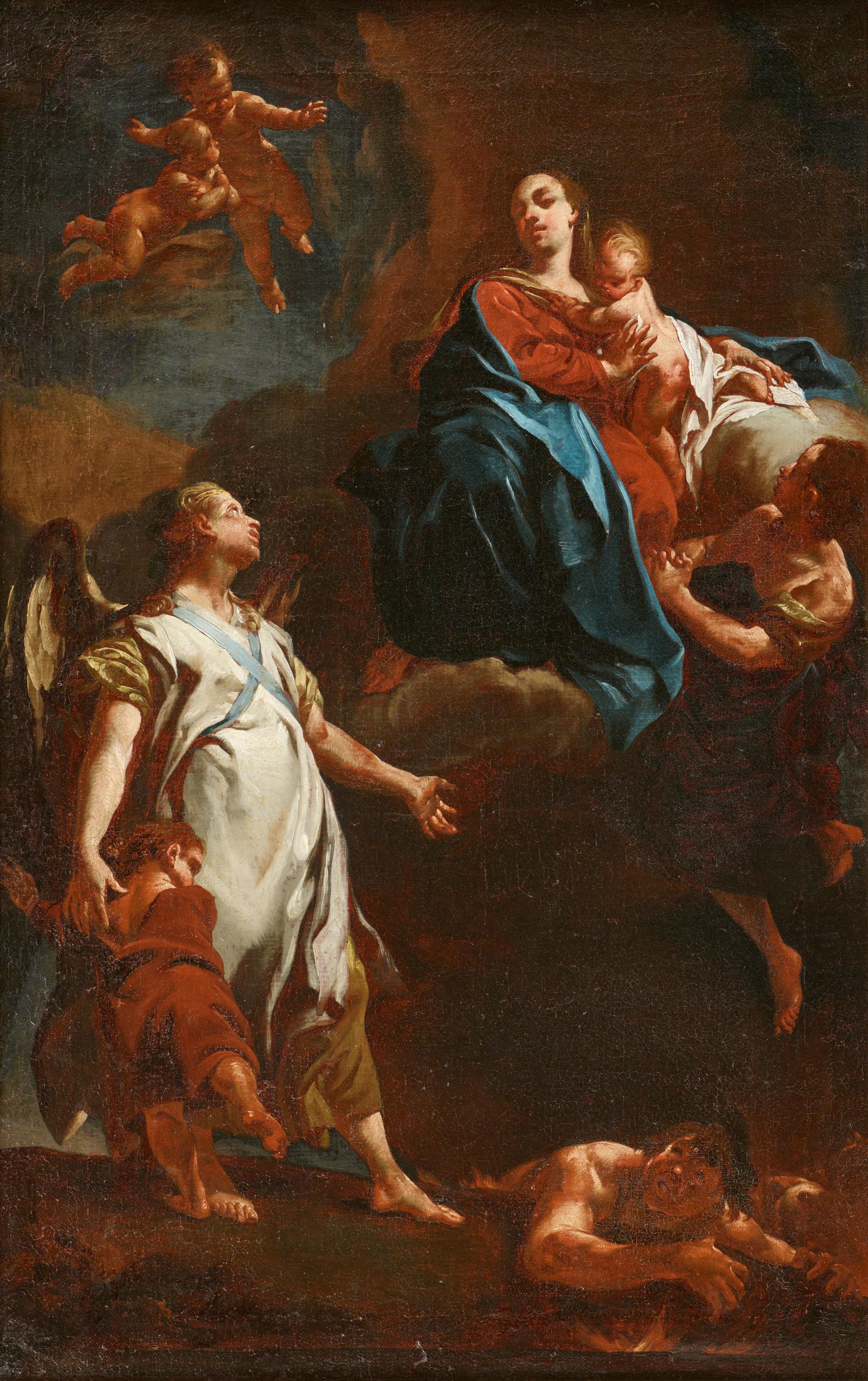 Giovanni Battista Piazzetta Werkstatt - Madonna mit Kind und einem Schutzengel - image-1