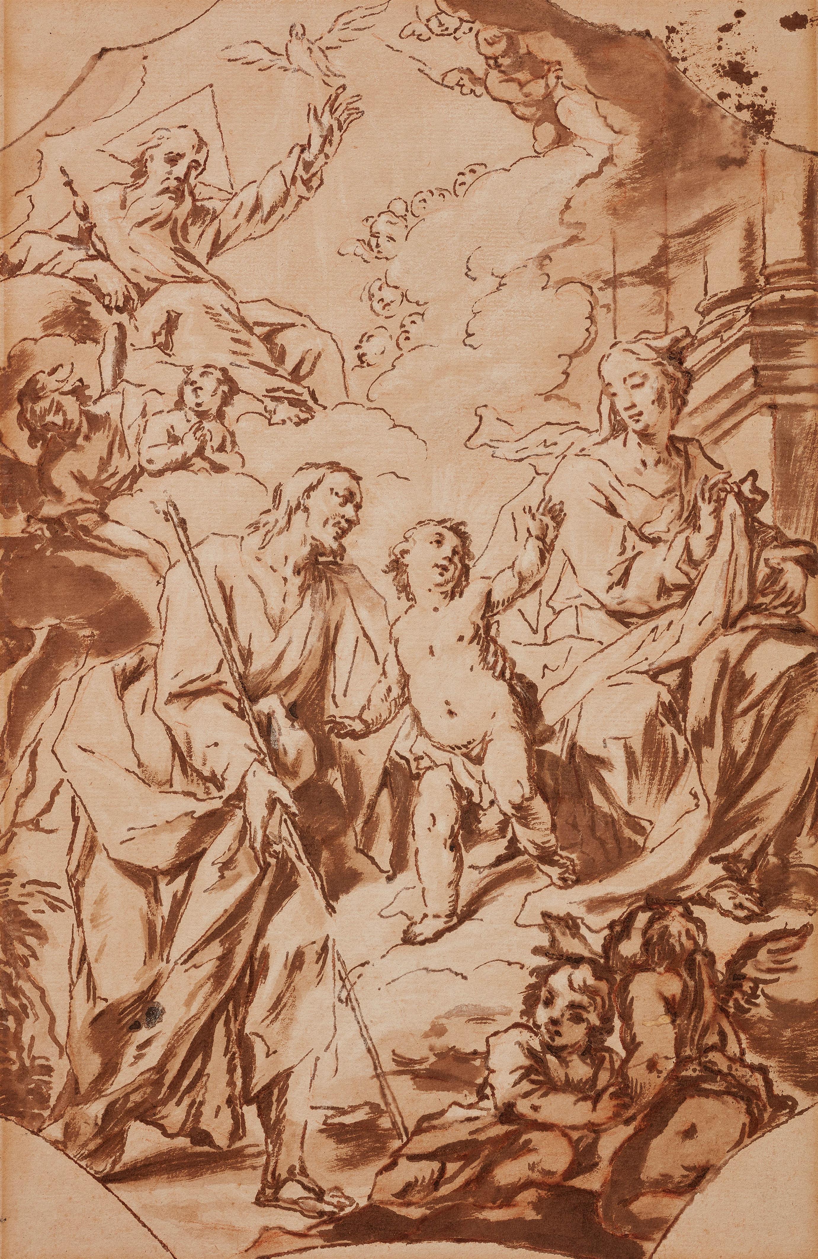 Venetian School 18th century - Altarpiece design with Holy Family - image-1