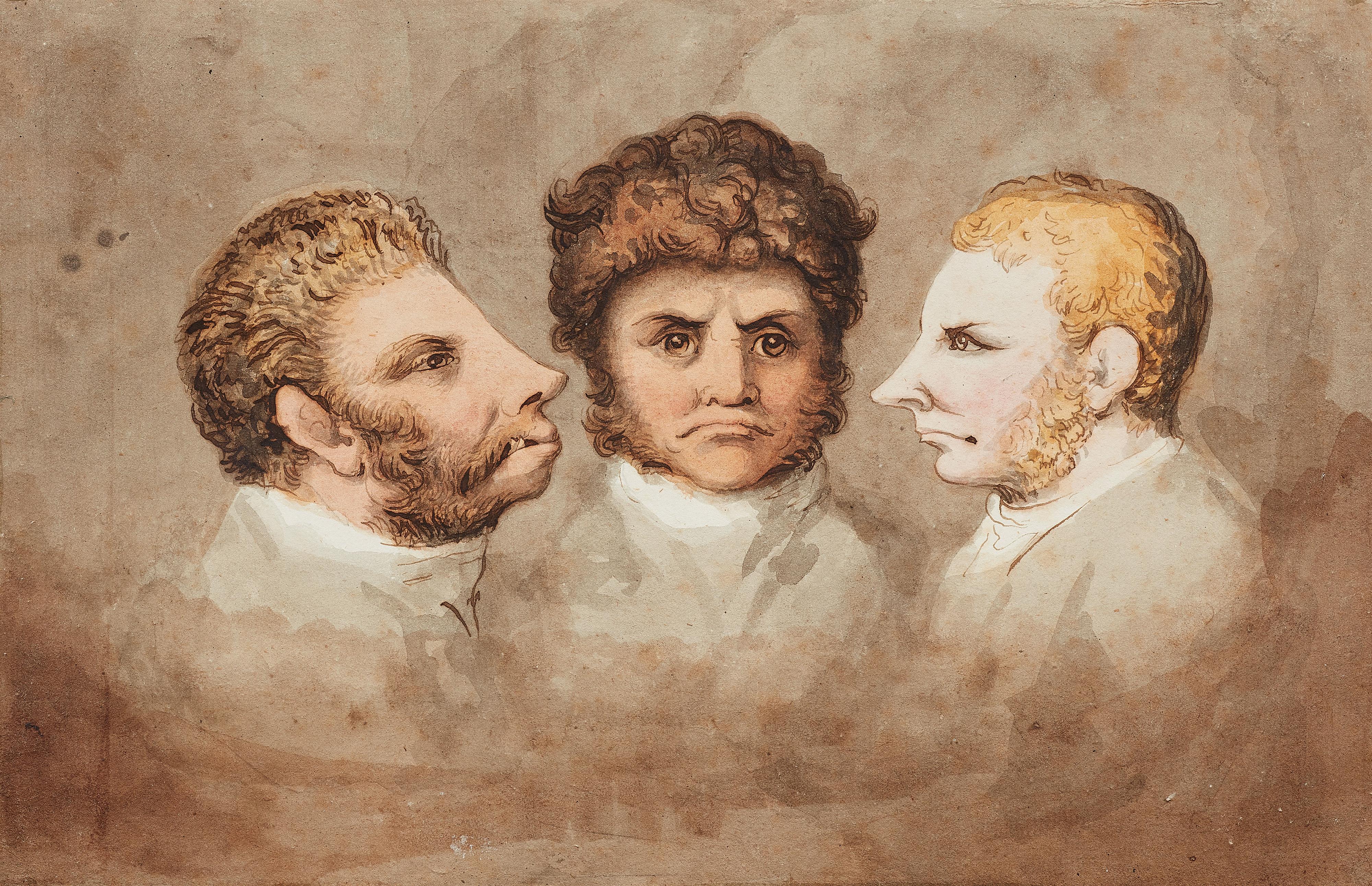 Johann Heinrich Wilhelm Tischbein - Three male head studies - image-1
