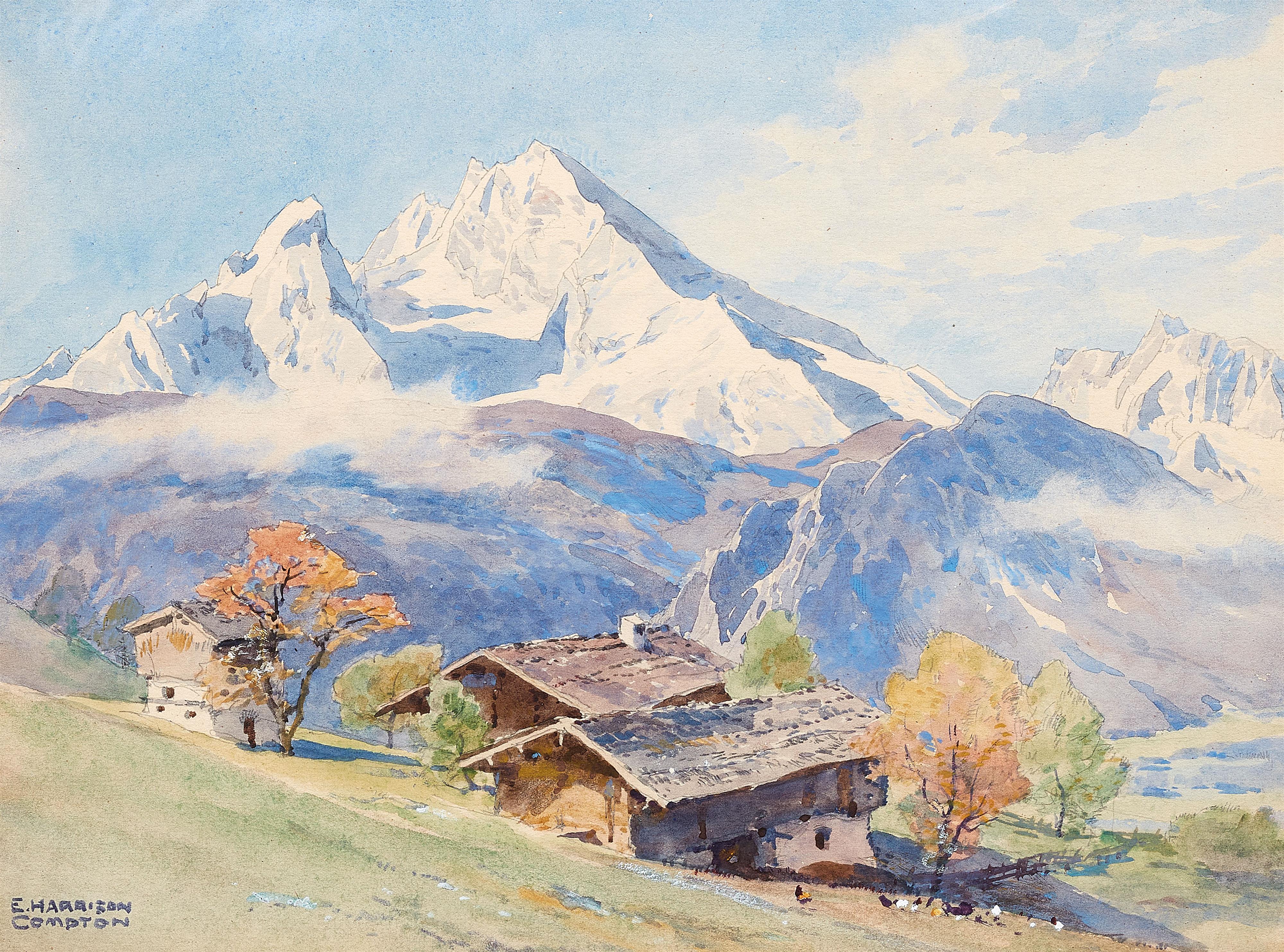 Edward Harrison Compton - Berchtesgaden landscape with a view of the Watzmann mountain - image-1