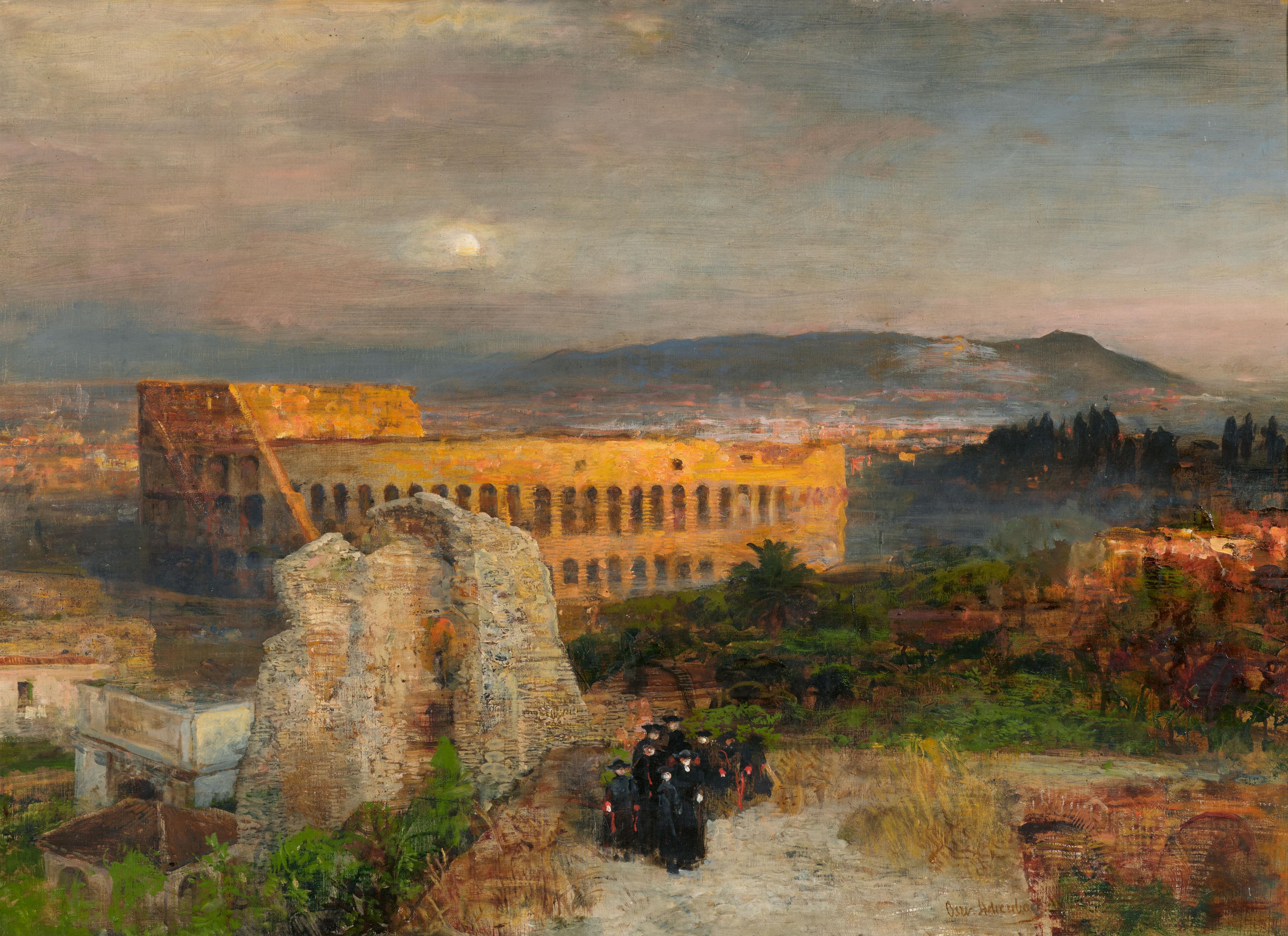 Oswald Achenbach - View of the Colosseum in Evening Light - image-1