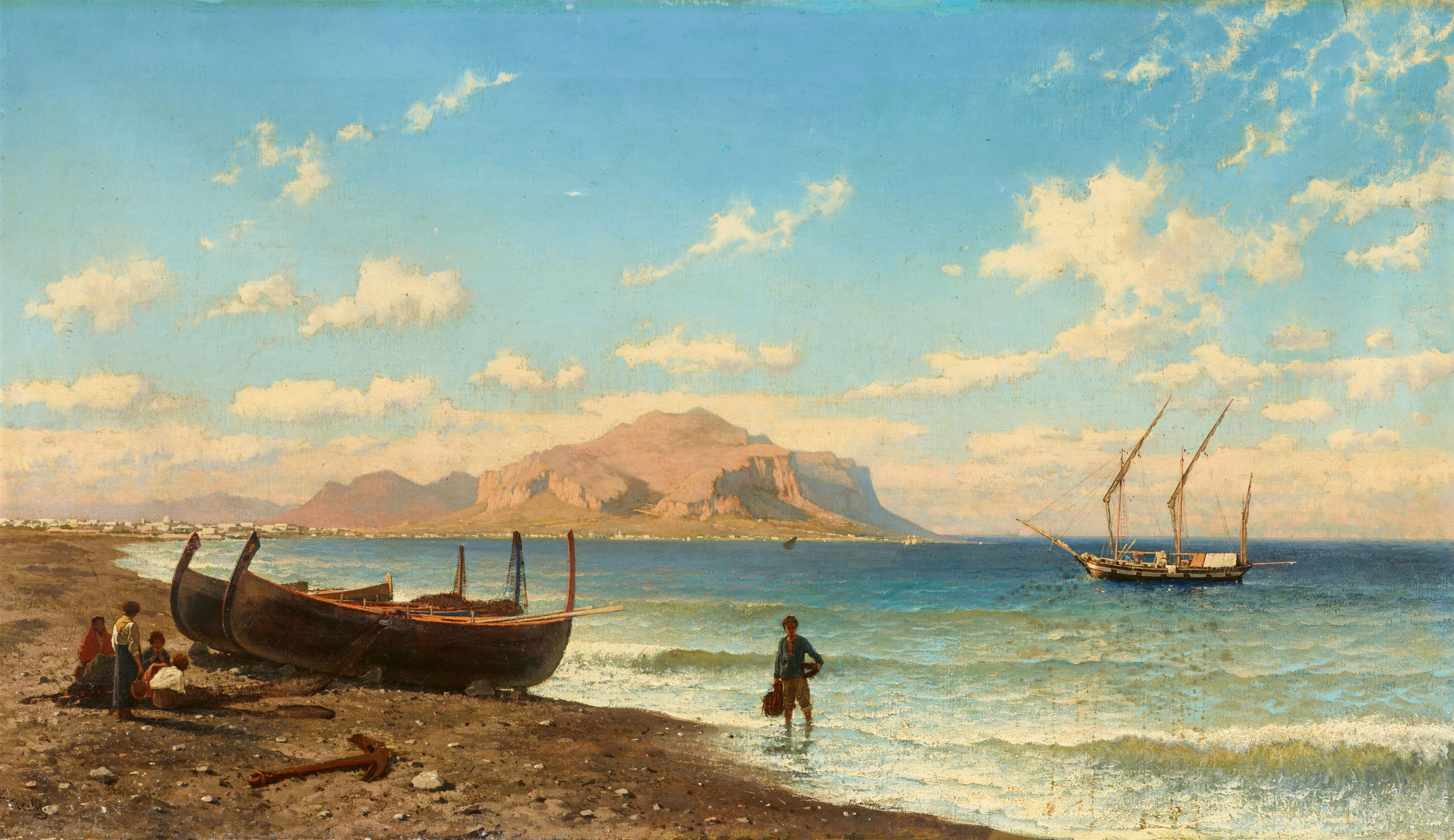 Friedrich Paul Nerly - View of Monte Pellegrino near Palermo - image-1