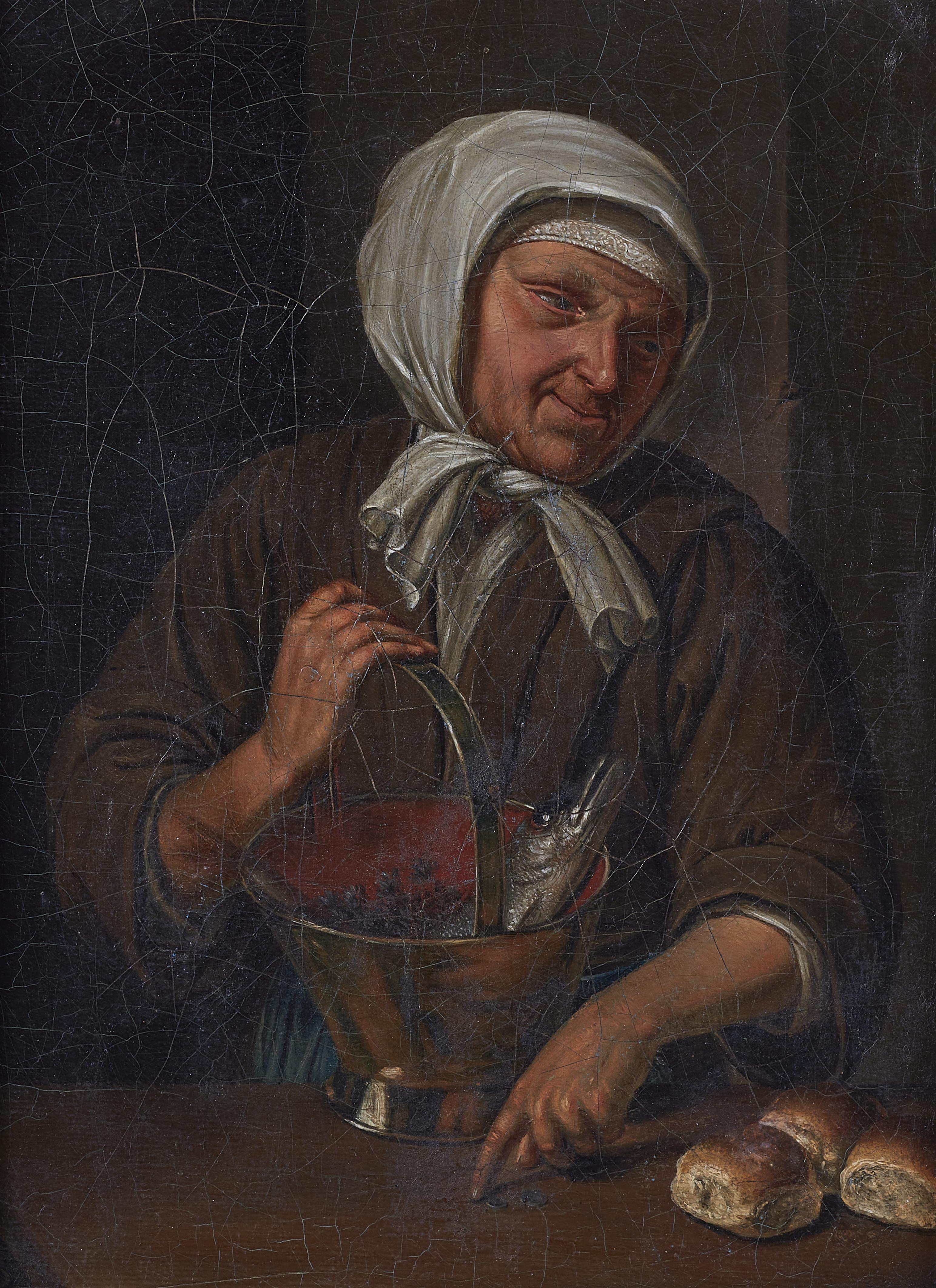 Holländischer Meister um 1700 - Die Fischverkäuferin - image-1