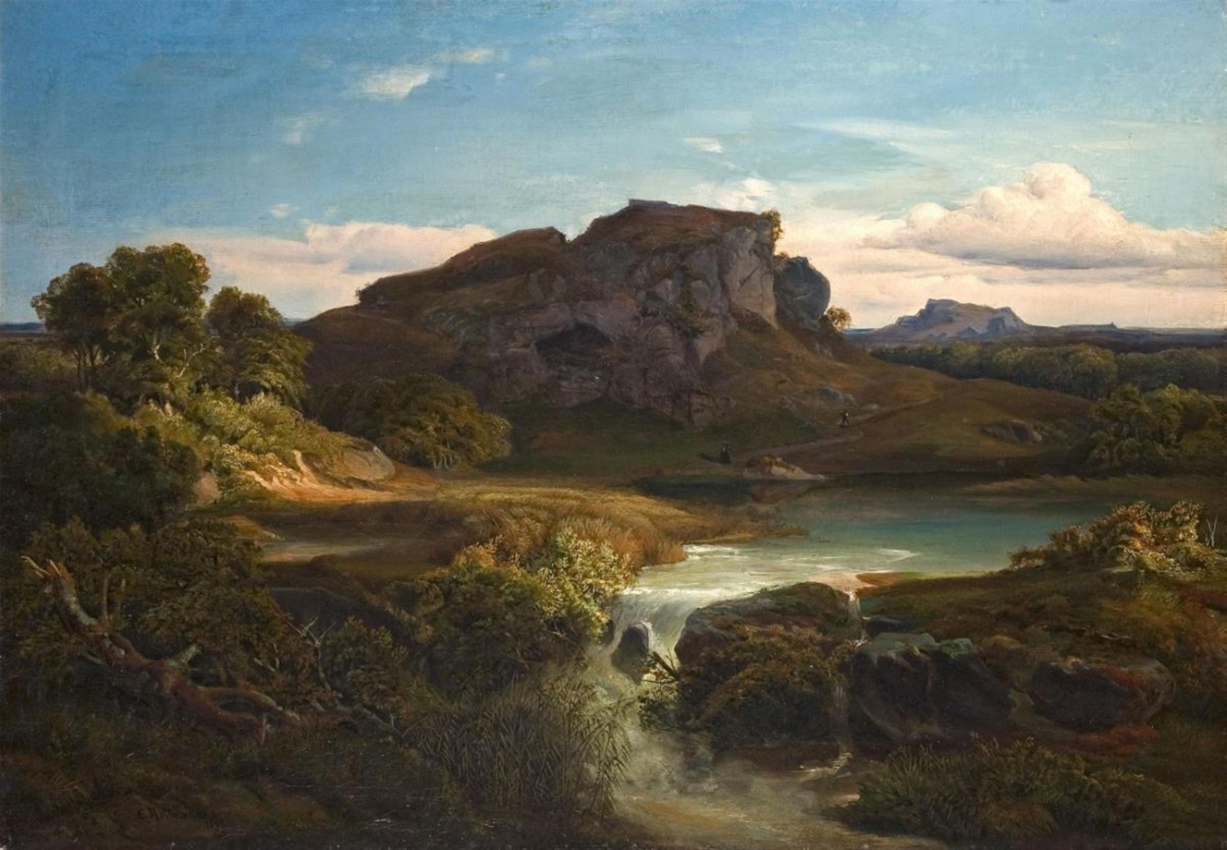 Deutscher Künstler der 1. Hälfte des 19. Jahrhunderts - Landschaft mit Wasserfall bei Oberaudorf - image-1