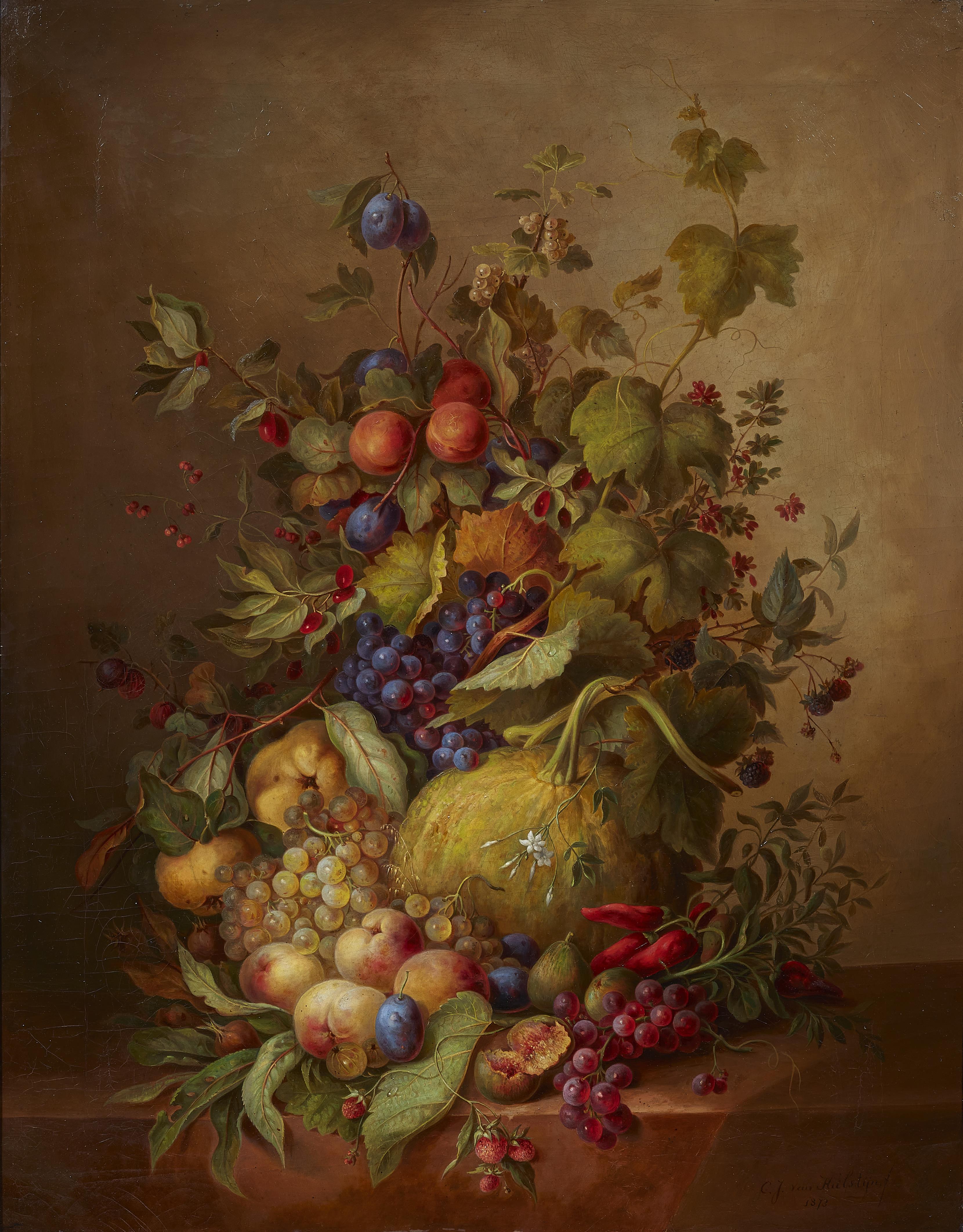Cornelis Johannes van Hulsteijn - Still Life with Fruit - image-1