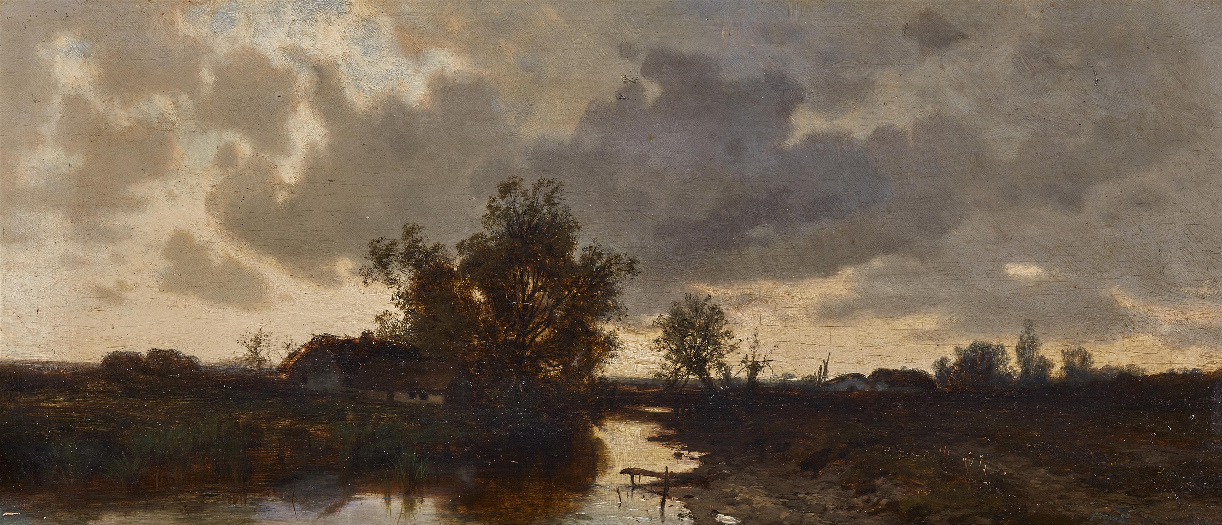 Théodore Rousseau - Landschaft mit Bauernhäusern an einem Bach - image-1