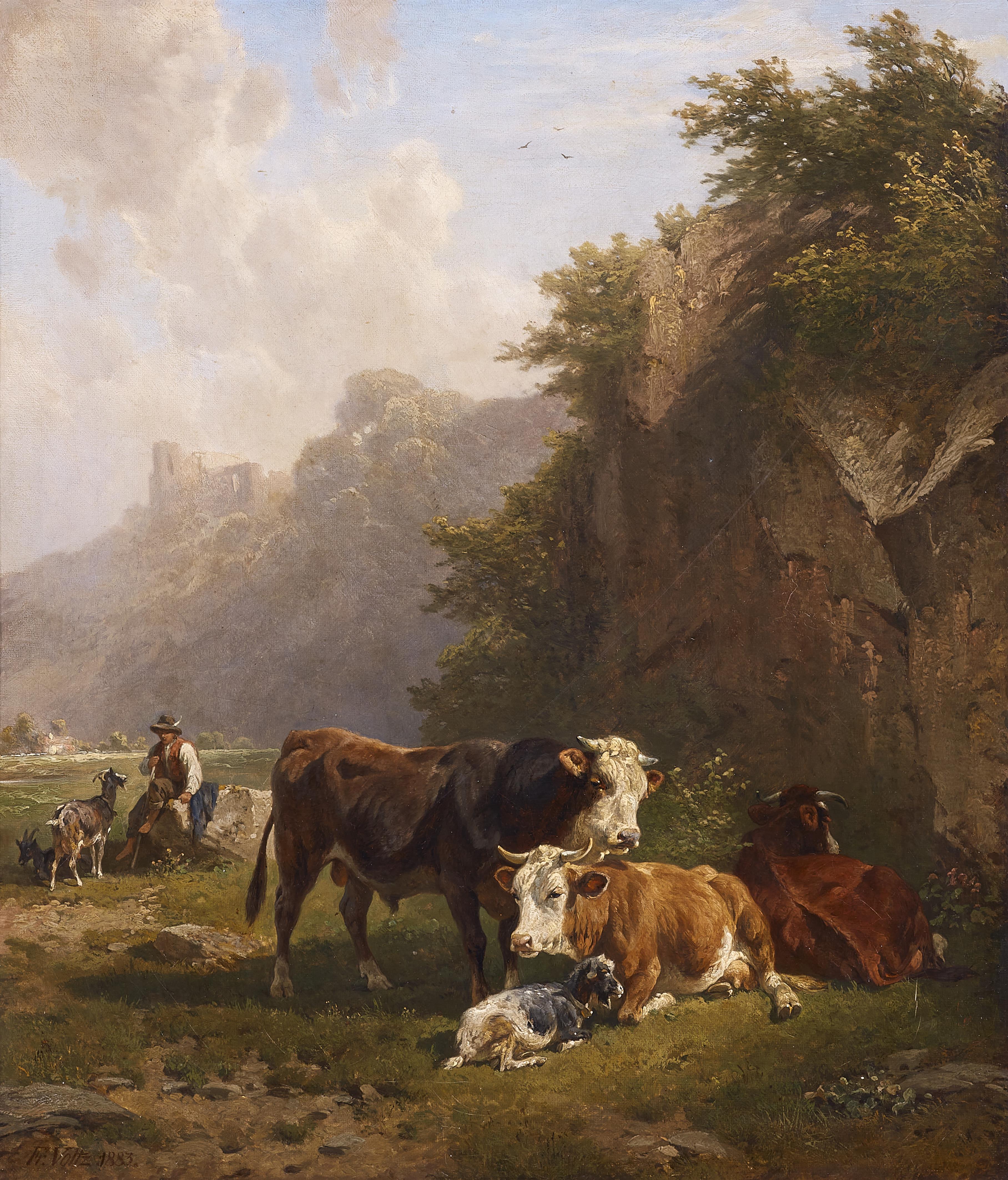 Johann Friedrich Voltz - Landscape with a Shepherd and Cattle - image-1