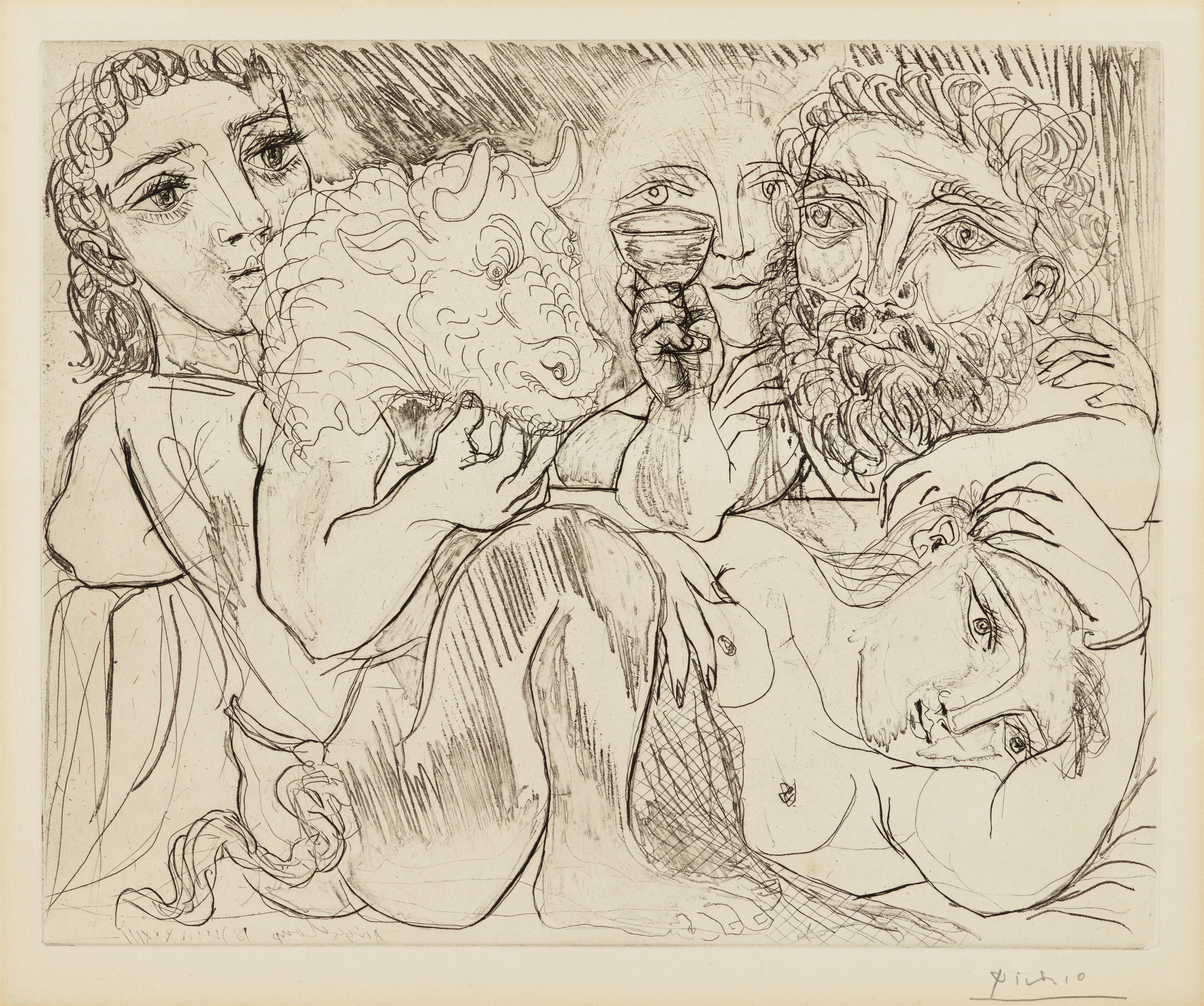 Pablo Picasso - Marie-Thérèse révant de métamorphoses: Elle-même et le sculpture buvant... - image-1