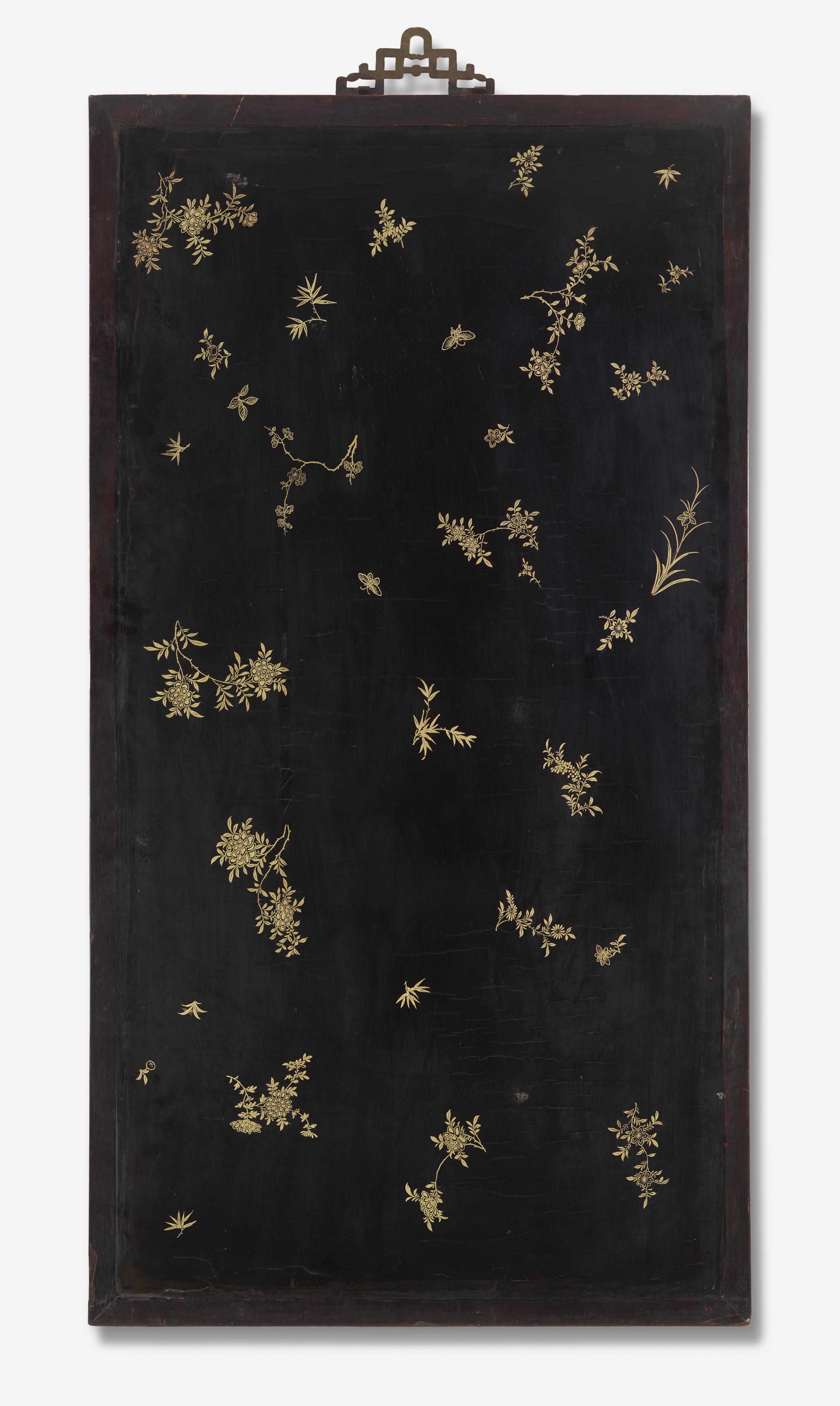 A lacquered wood panel with various inlays. Late 19th century. - image-2