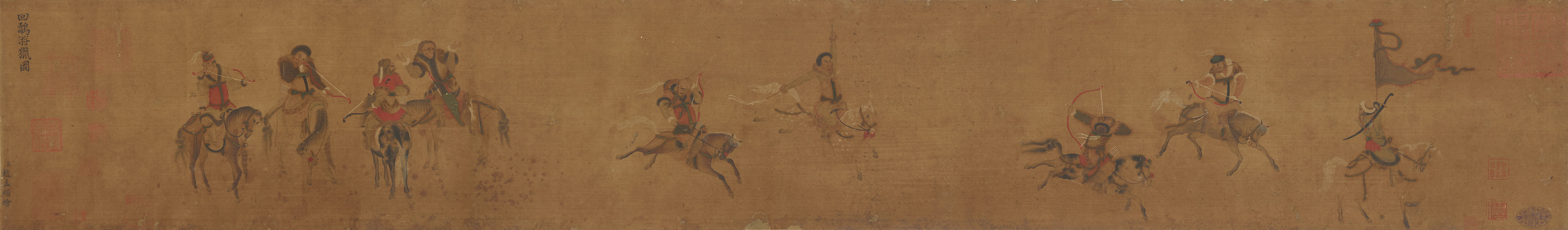 Nach Zhao Mengfu . Qing-Zeit - Uiguren bei einer Jagd (Huihu youlie tu). - image-2