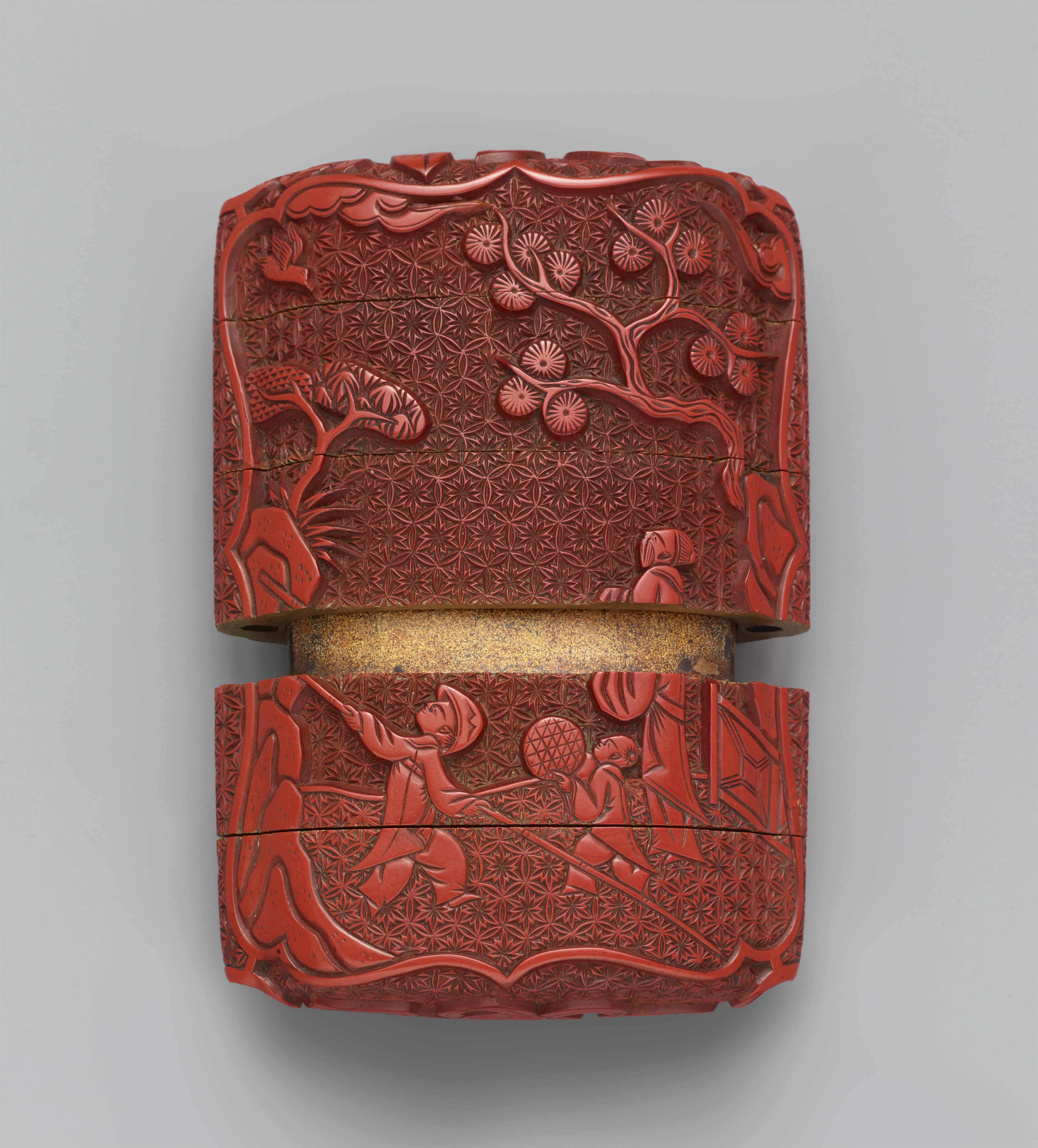 A four-case inrô in the manner of carved red lacquer. 19th century - image-2