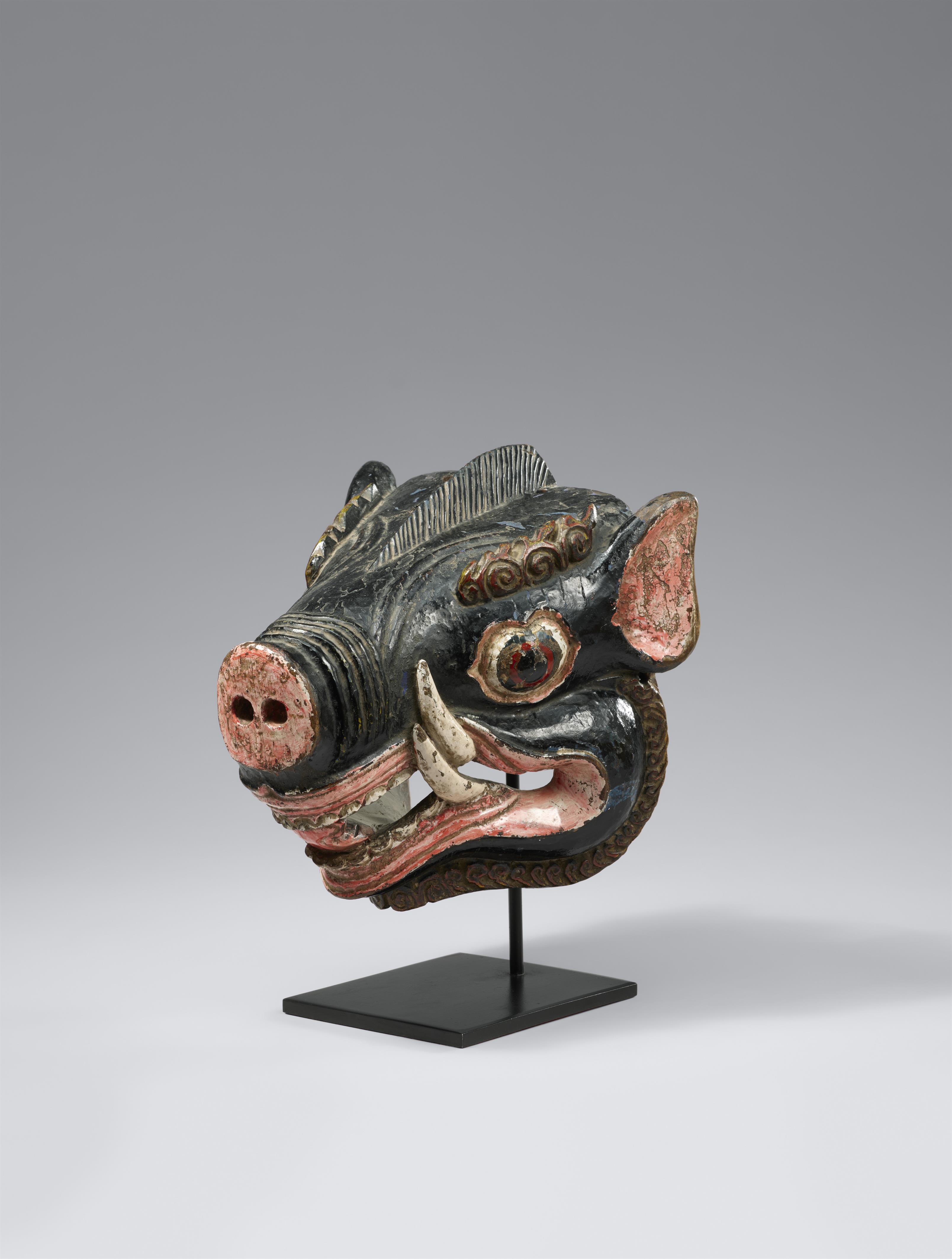 A Cham dance mask of a boar. Tibet, 18th/19th century - image-1