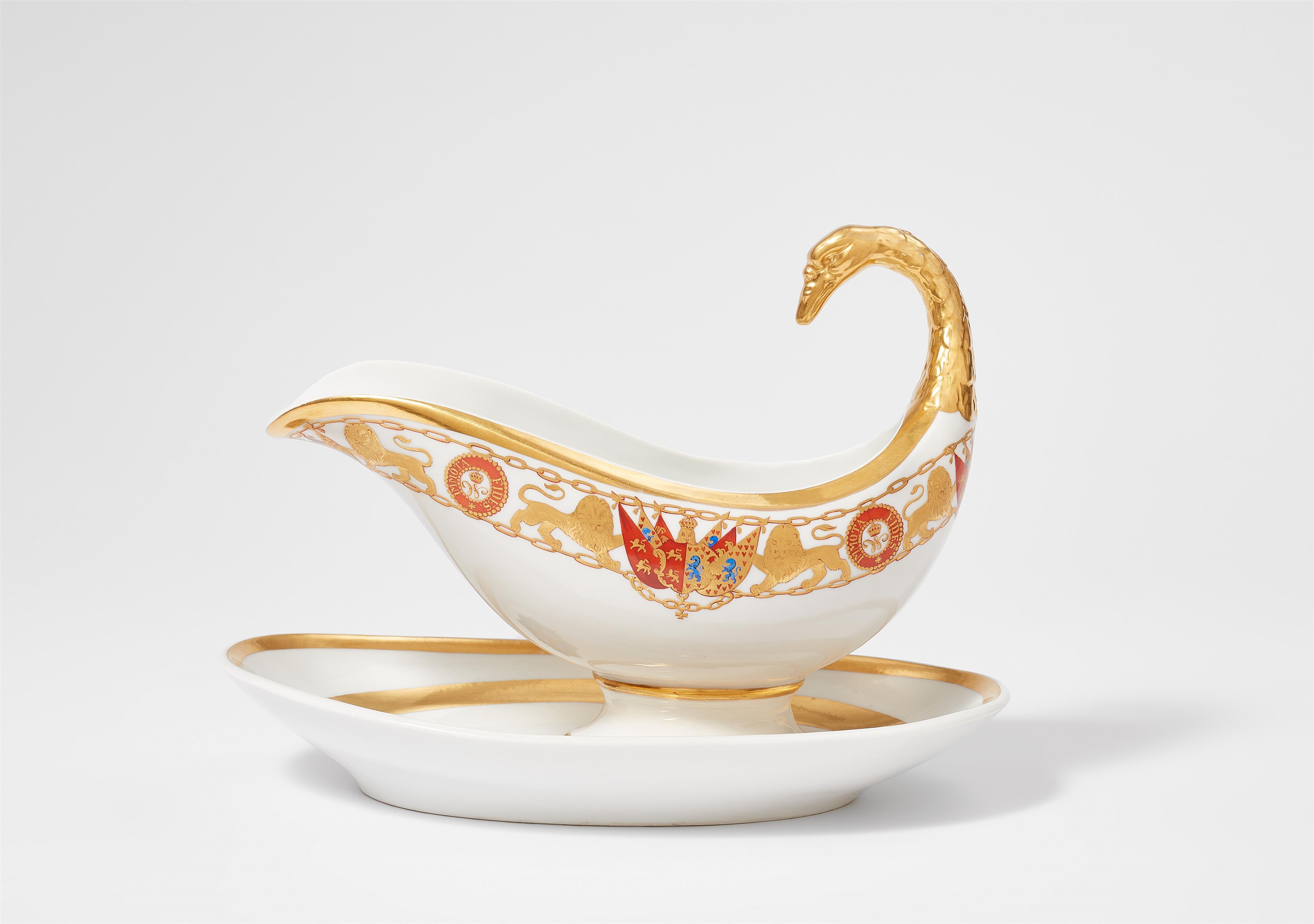 A Berlin KPM porcelain sauce boat from the dinner service with the order of Henry the Lion - image-2