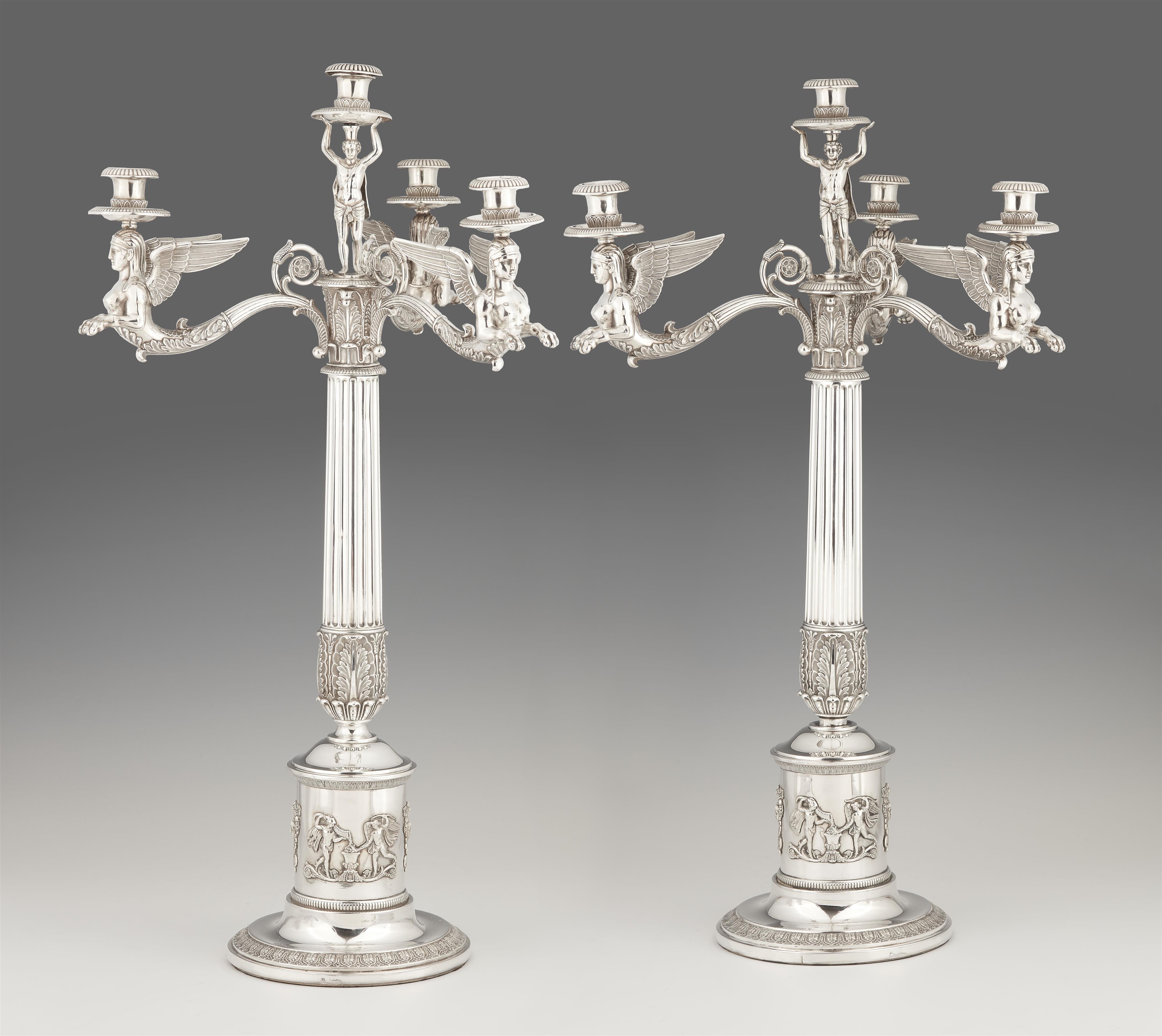 A pair of large Empire Berlin silver candelabra - image-1
