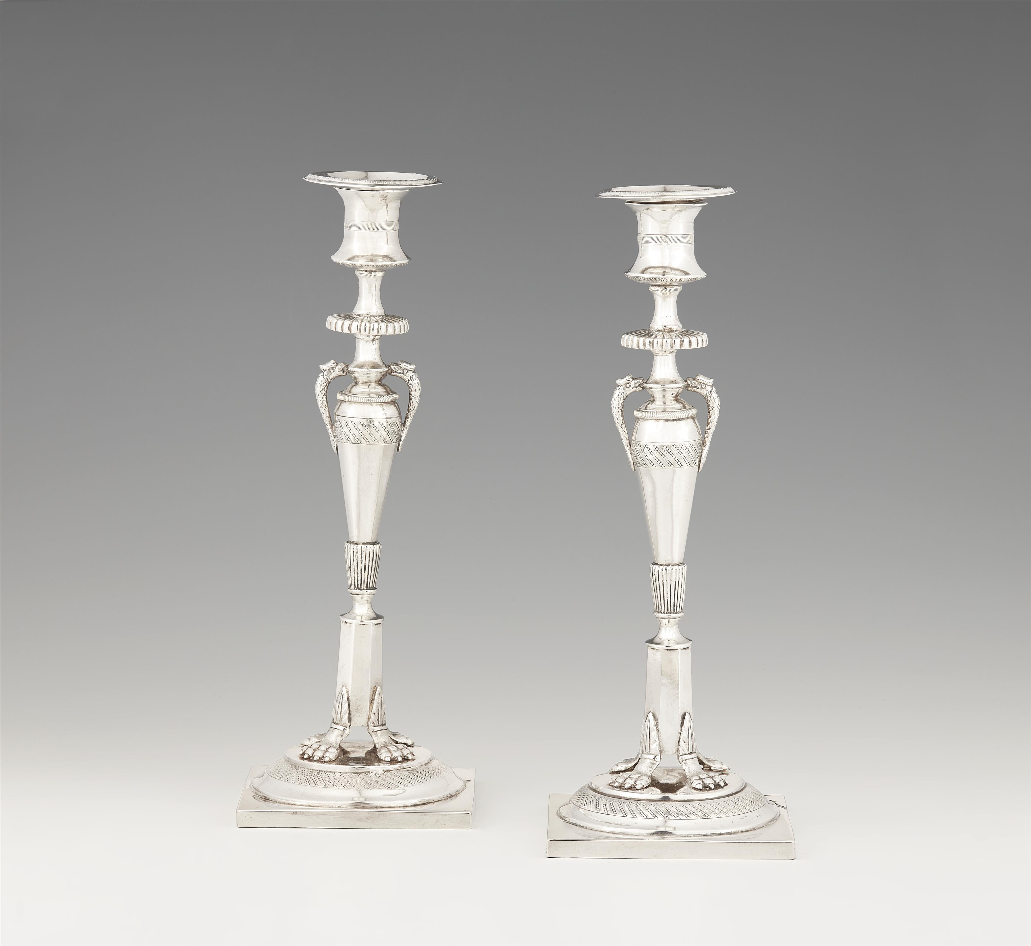 A pair of Neoclassical Berlin silver candlesticks - image-1