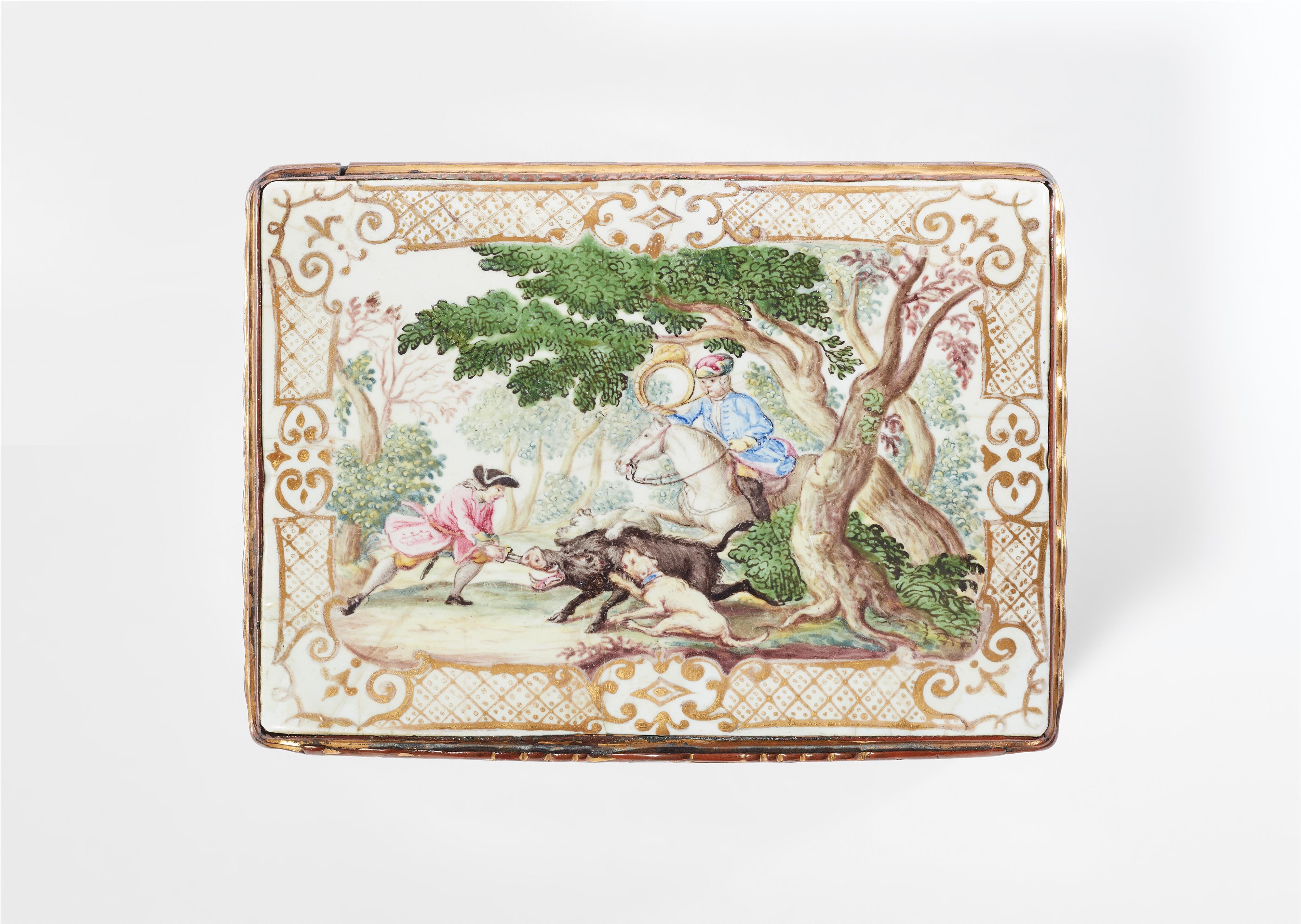A Berlin enamel snuff box with hunting motifs - image-8
