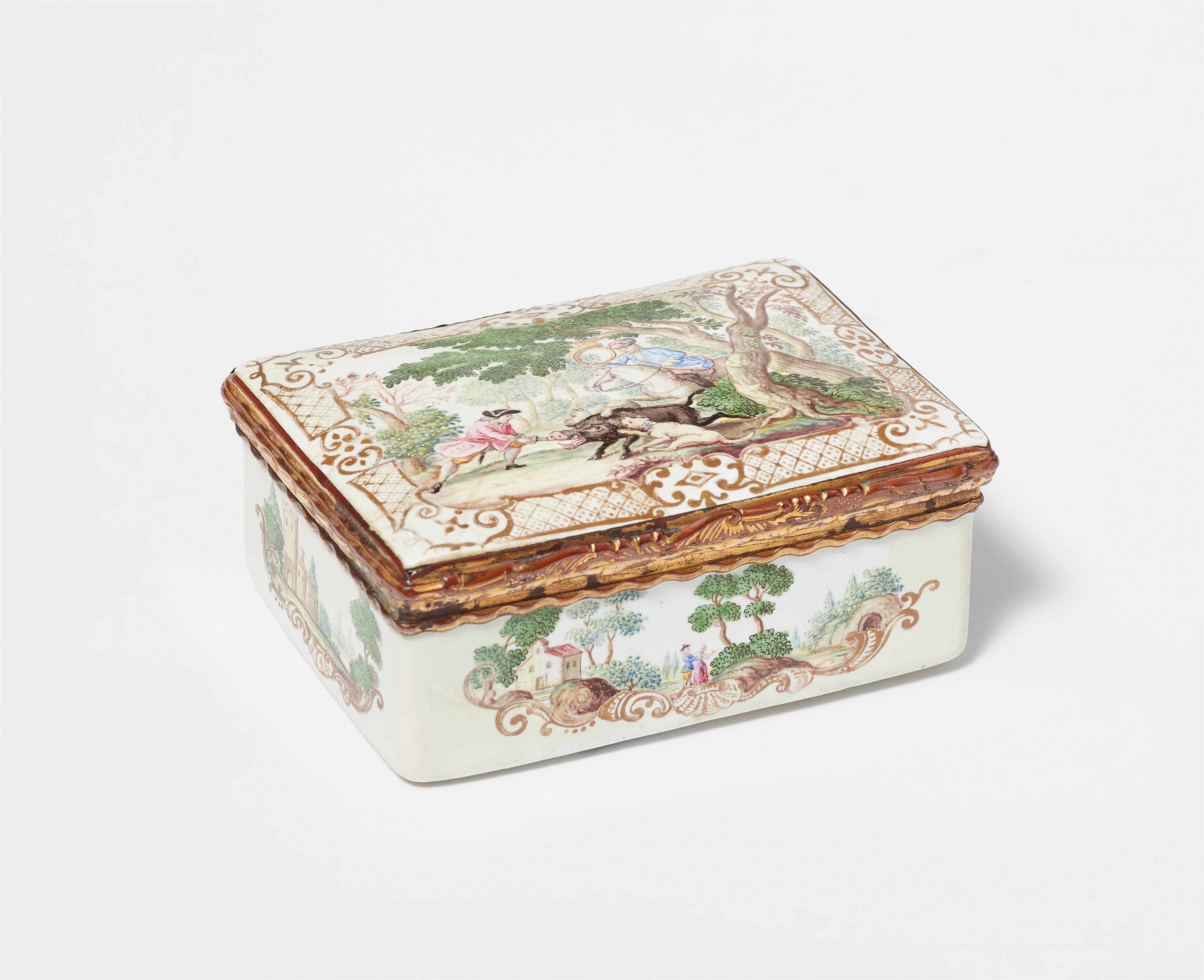 A Berlin enamel snuff box with hunting motifs - image-1