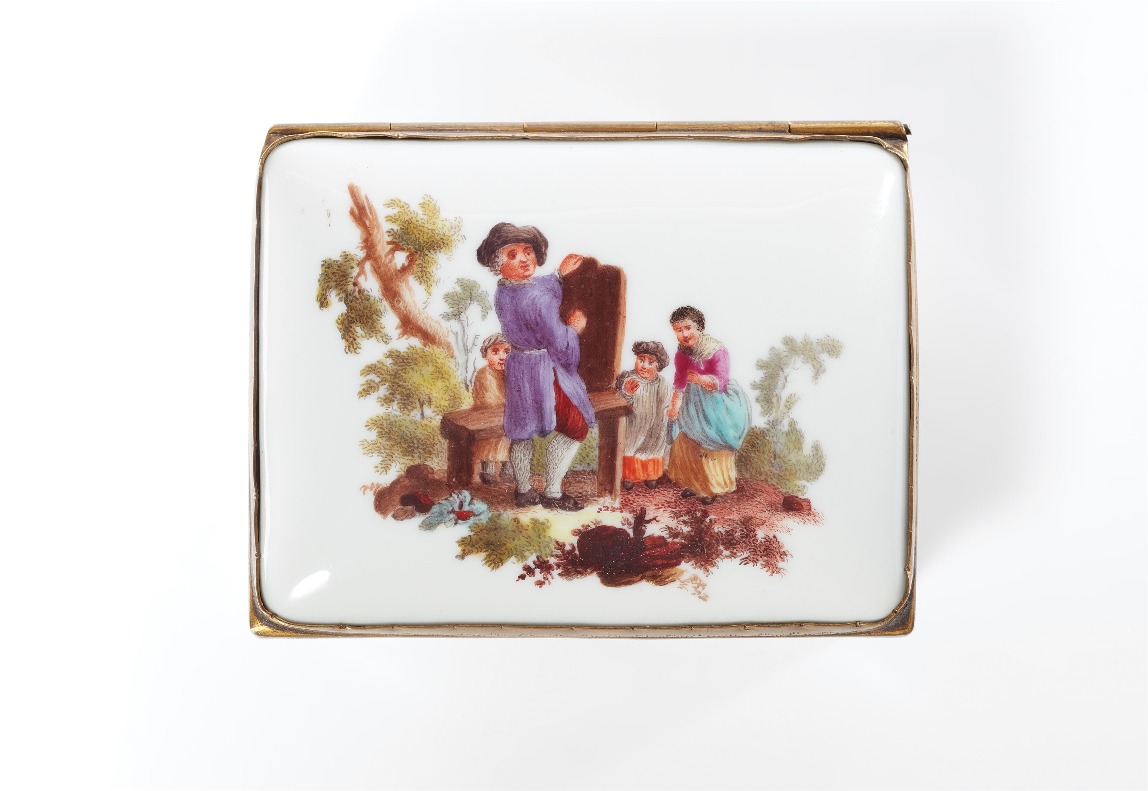 A Berlin enamel snuff box with figures in landscapes - image-8