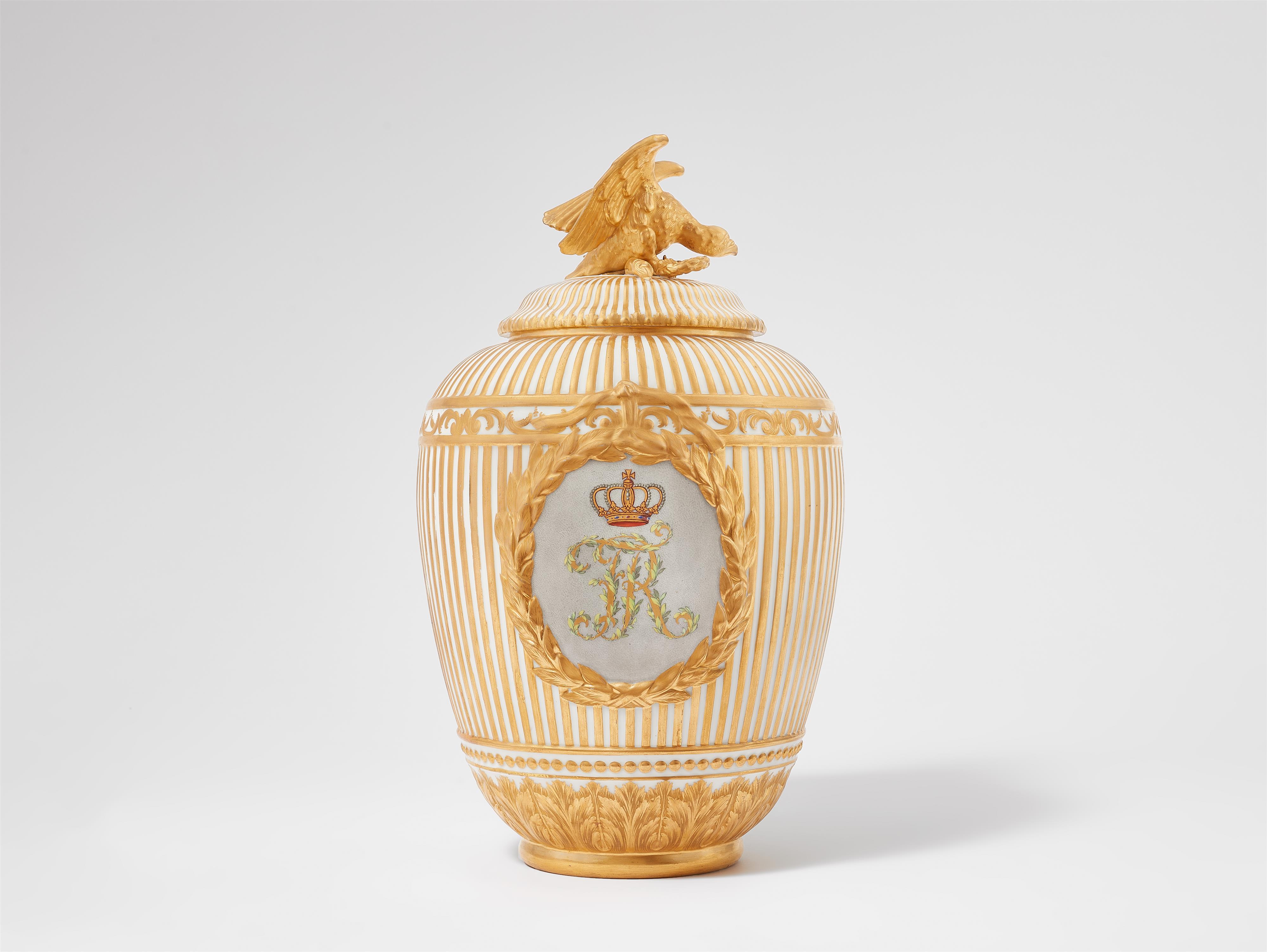 A Berlin KPM porcelain vase and cover with a portrait of King Frederick II from the possession of the House of Hannover - image-2