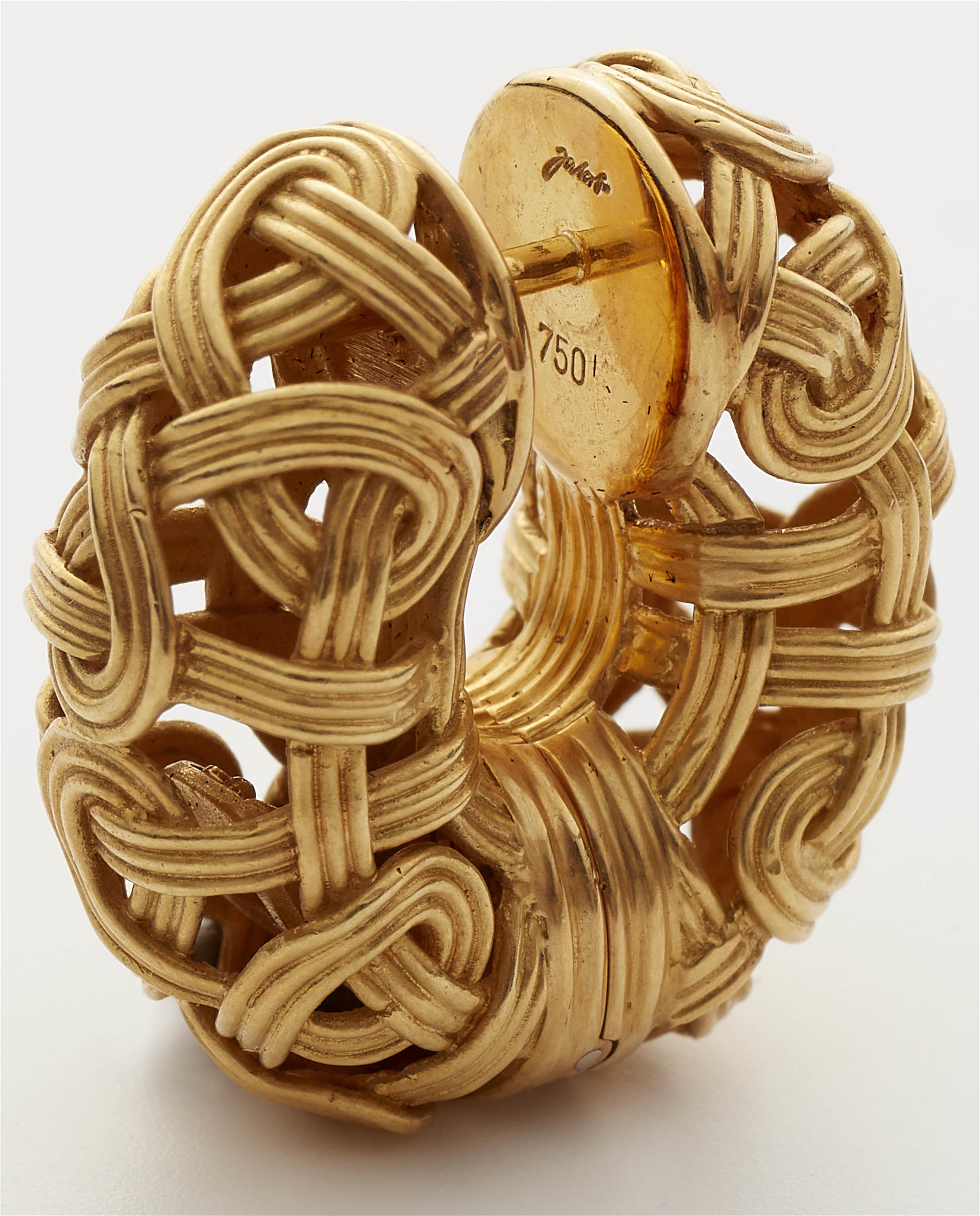 A pair of German 18k gold "Morombe" hoop earrings. - image-2