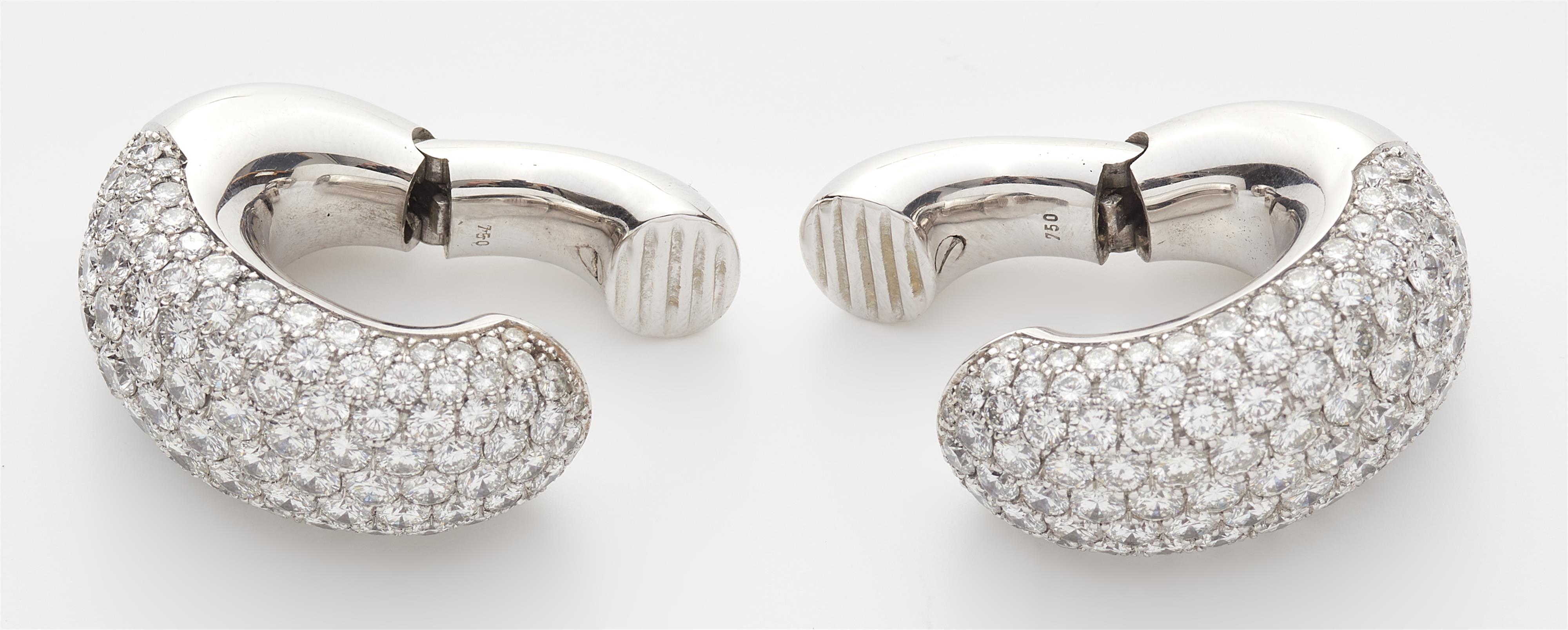 A pair of German 18k white gold and pavé-set diamond clip earrings. - image-4