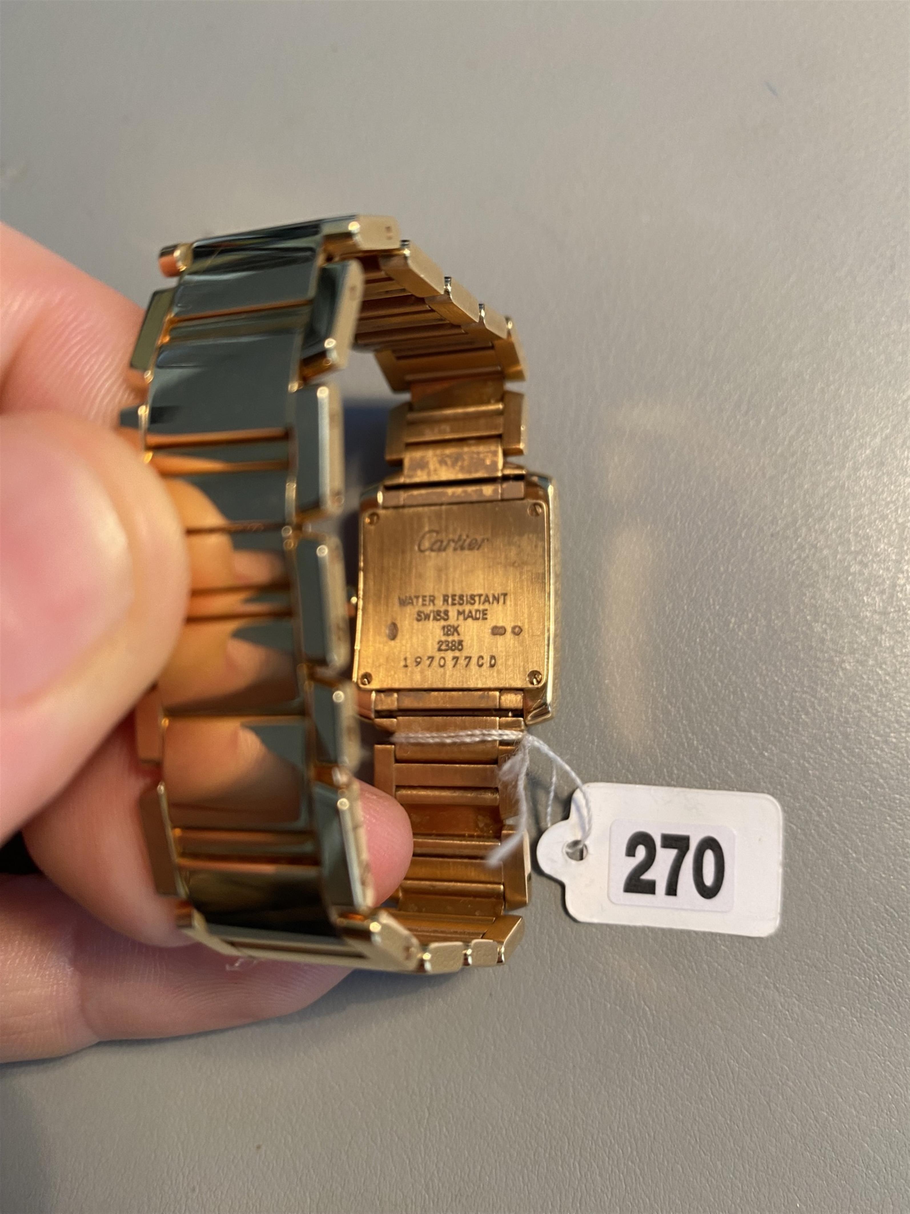 An 18k quartz Cartier Tank Française ladies wristwatch. - image-5