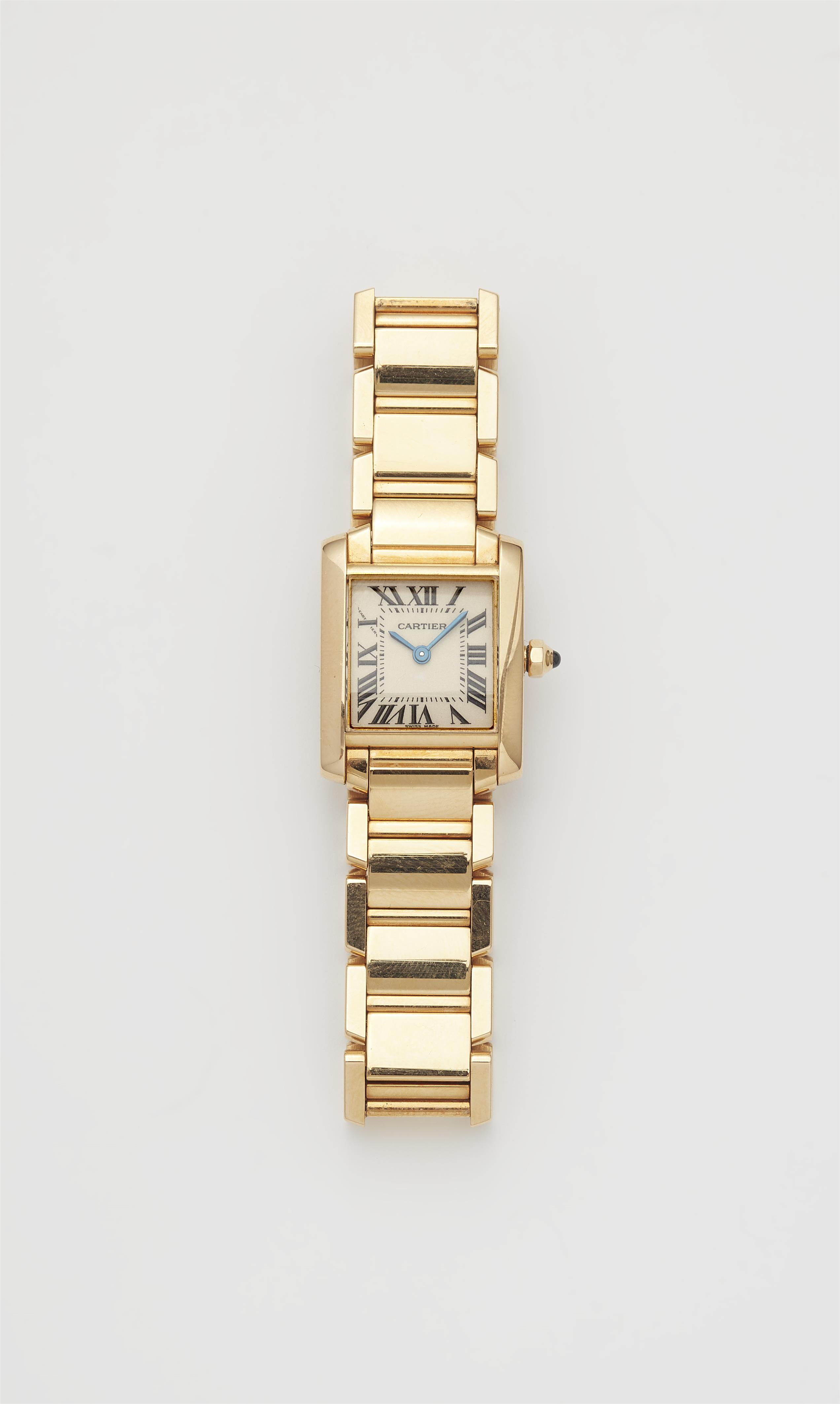 An 18k quartz Cartier Tank Française ladies wristwatch. - image-1
