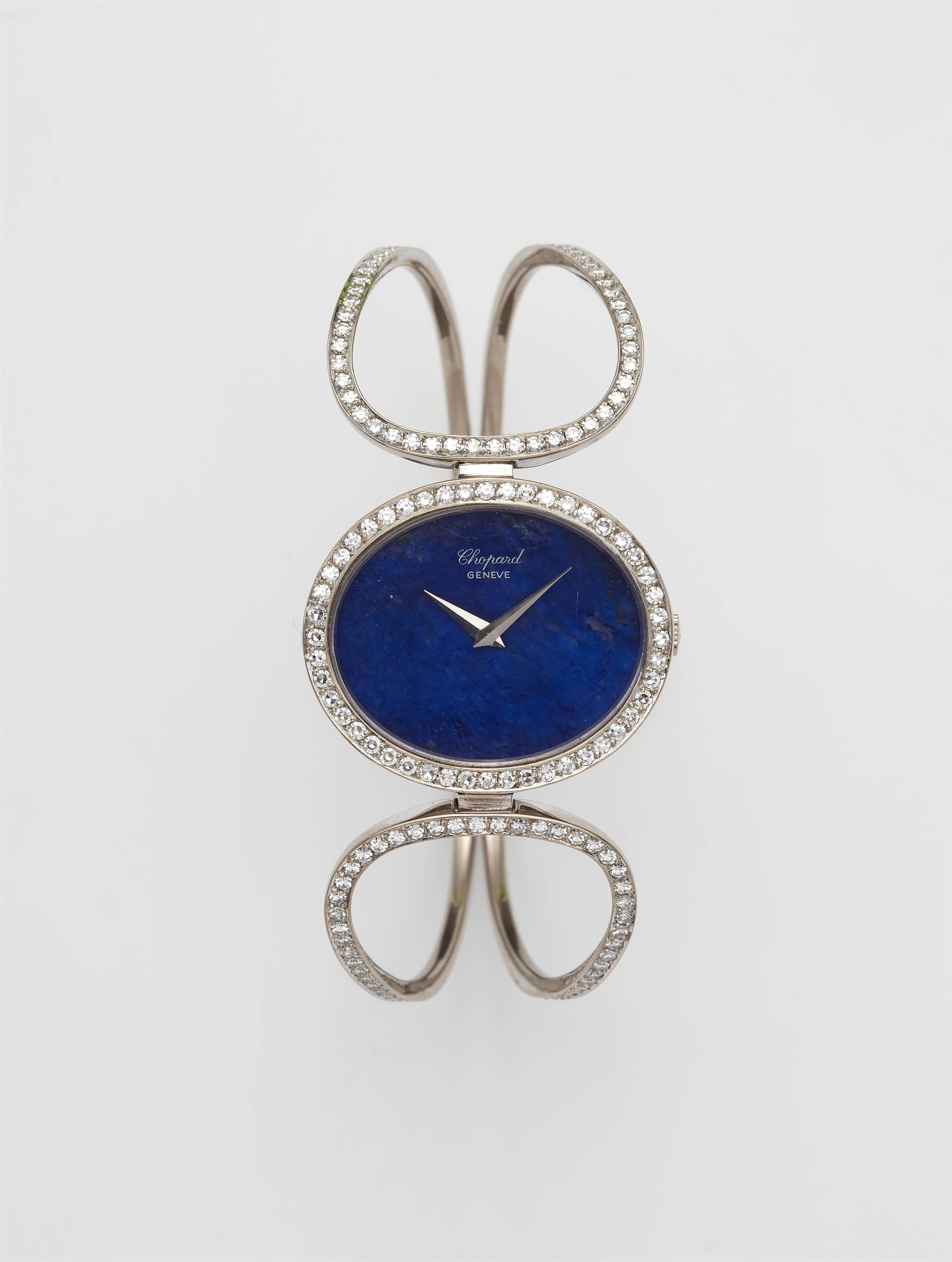 An 18k gold quartz Chopard lapis lazuli wristwatch - image-1