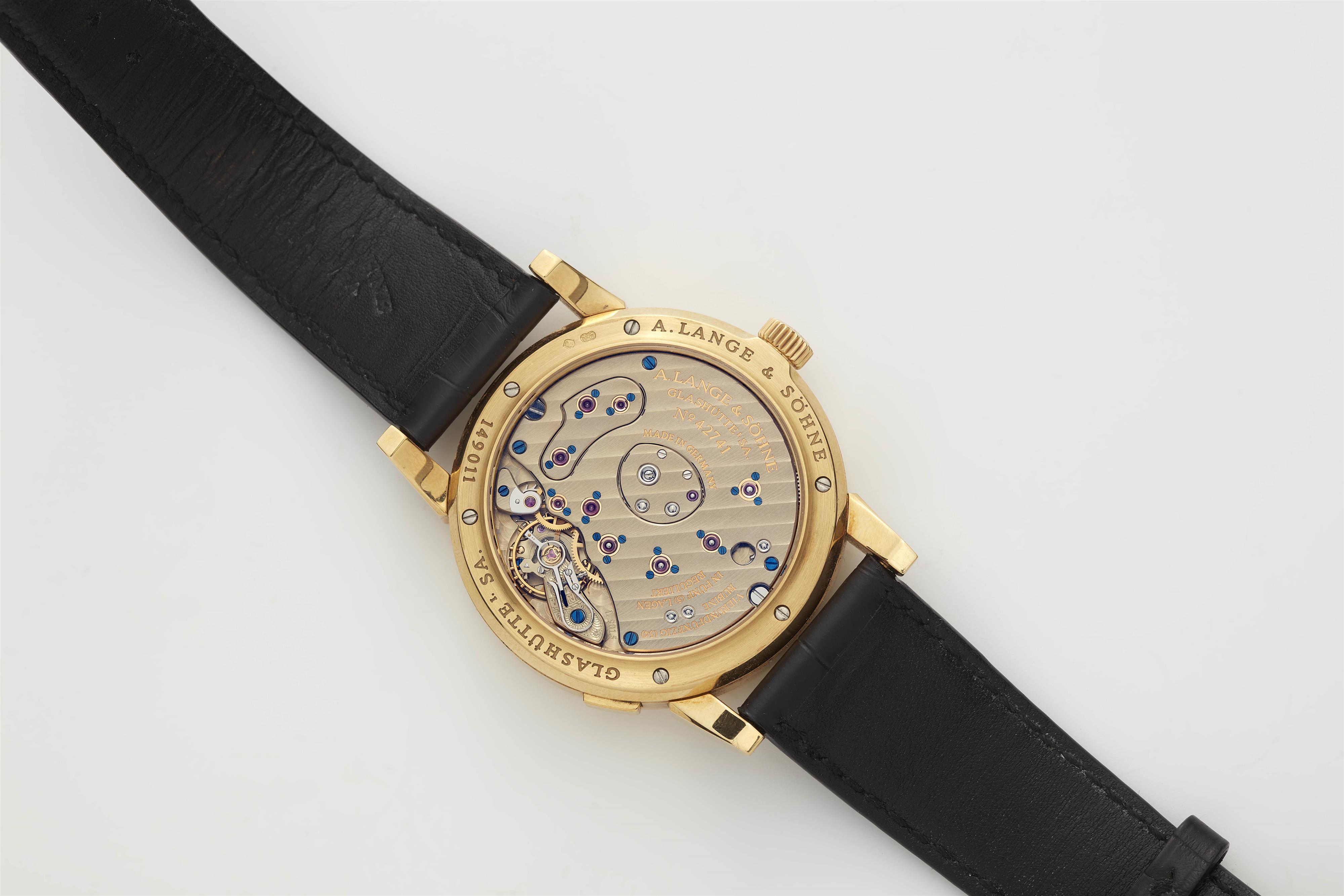 An 18k yellow gold manual winding  A. Lange & Söhne 1 moonphase gentleman´s wristwatch. - image-2