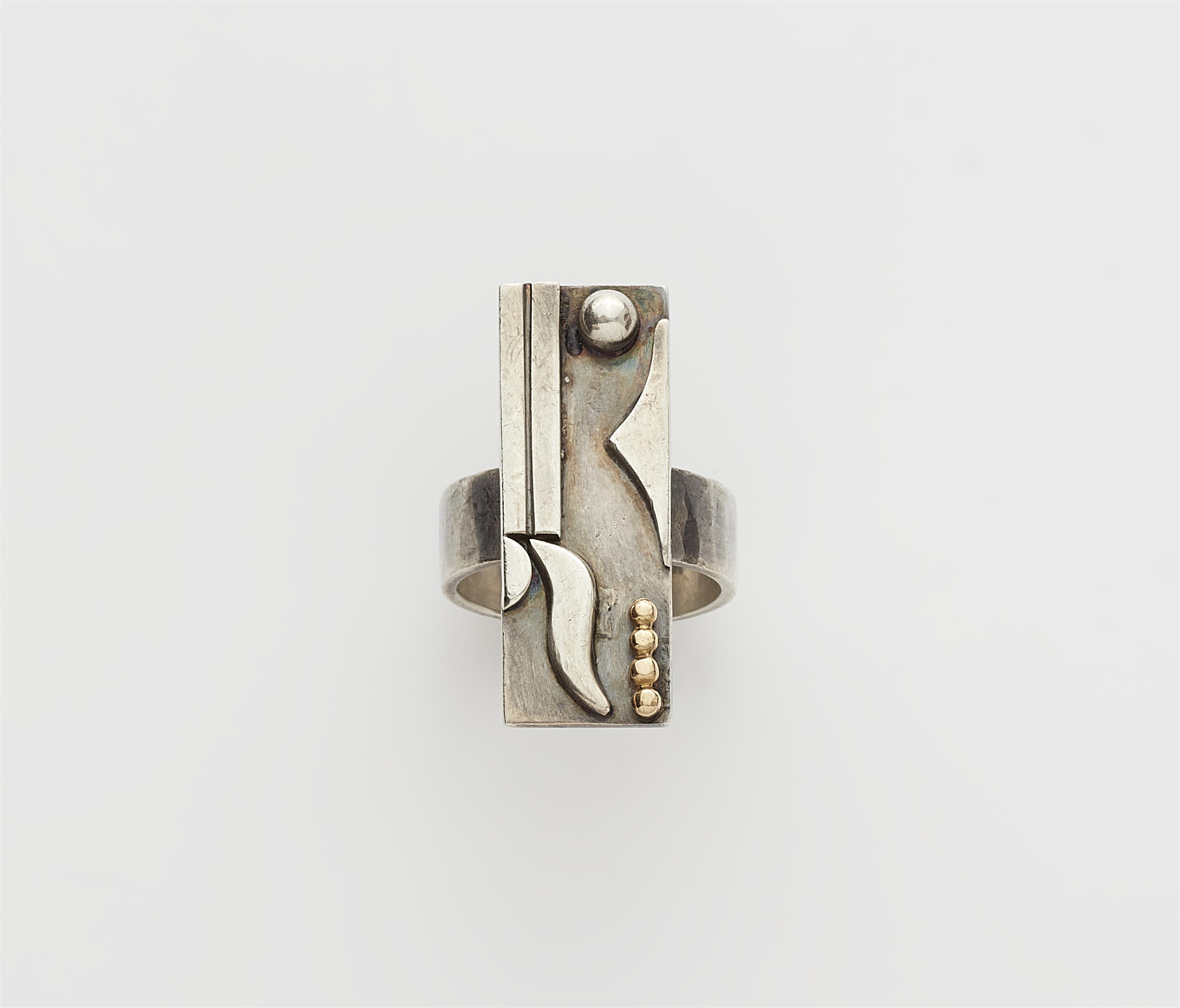 A French Art Déco silver and gold ring. - image-1
