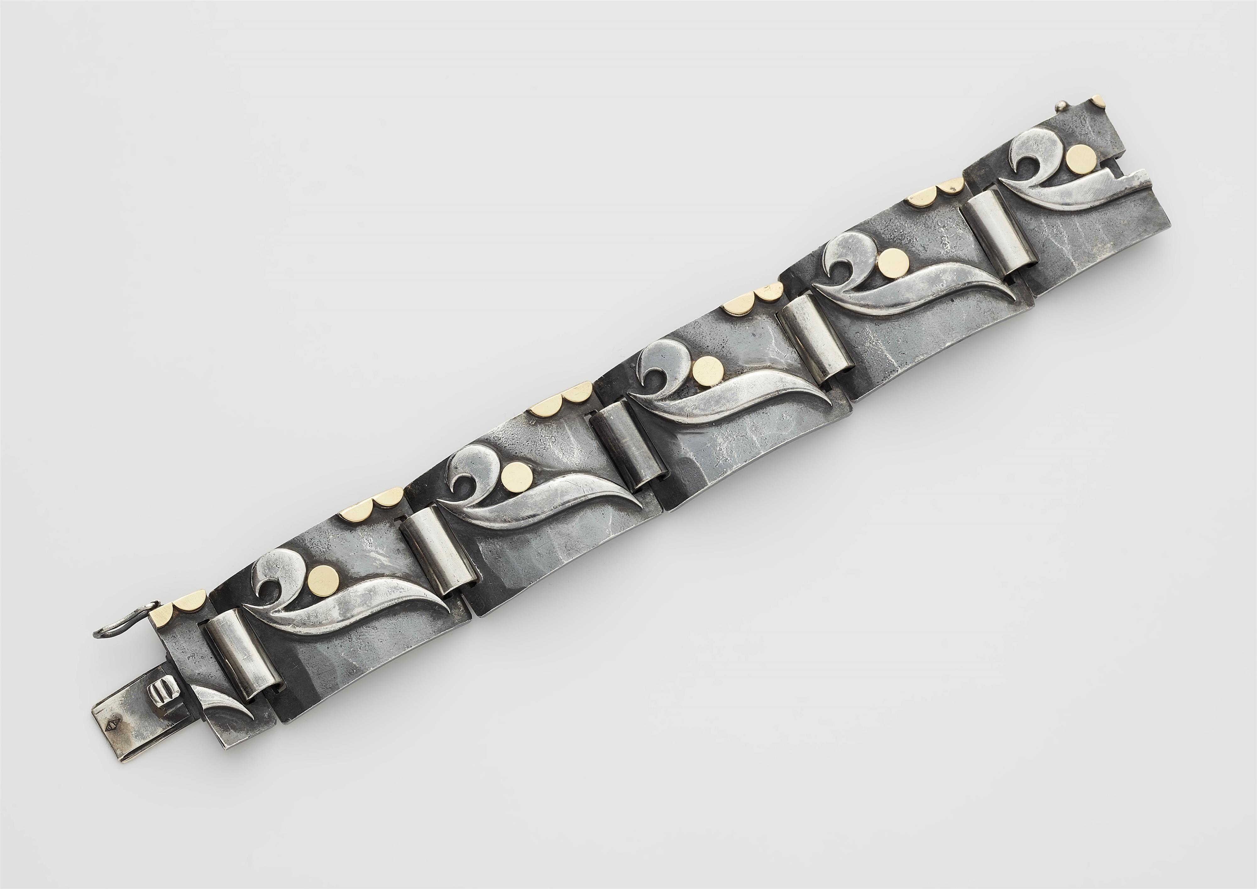 A French Art Déco silver and gold bracelet. - image-1