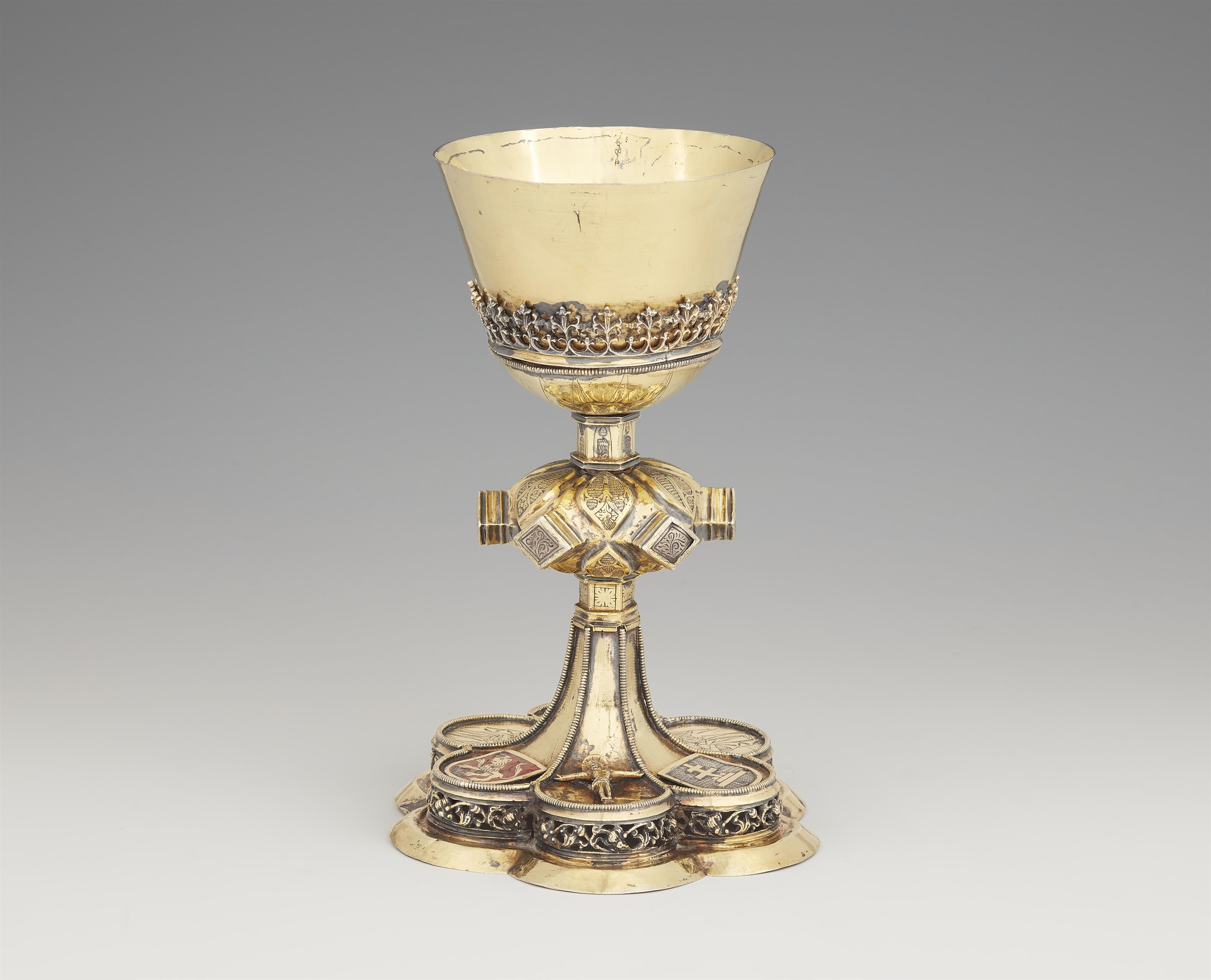 A late Gothic silver gilt communion chalice - image-1