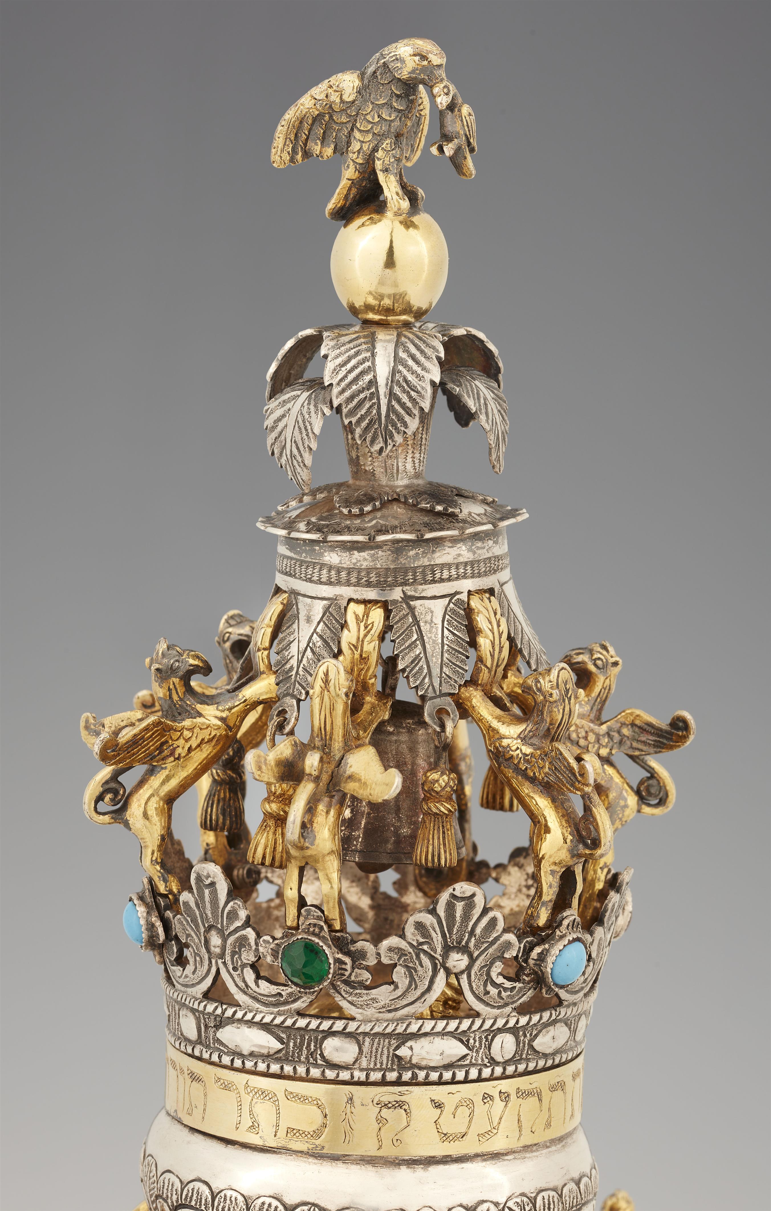 An important parcel gilt Polish silver Torah crown - image-2