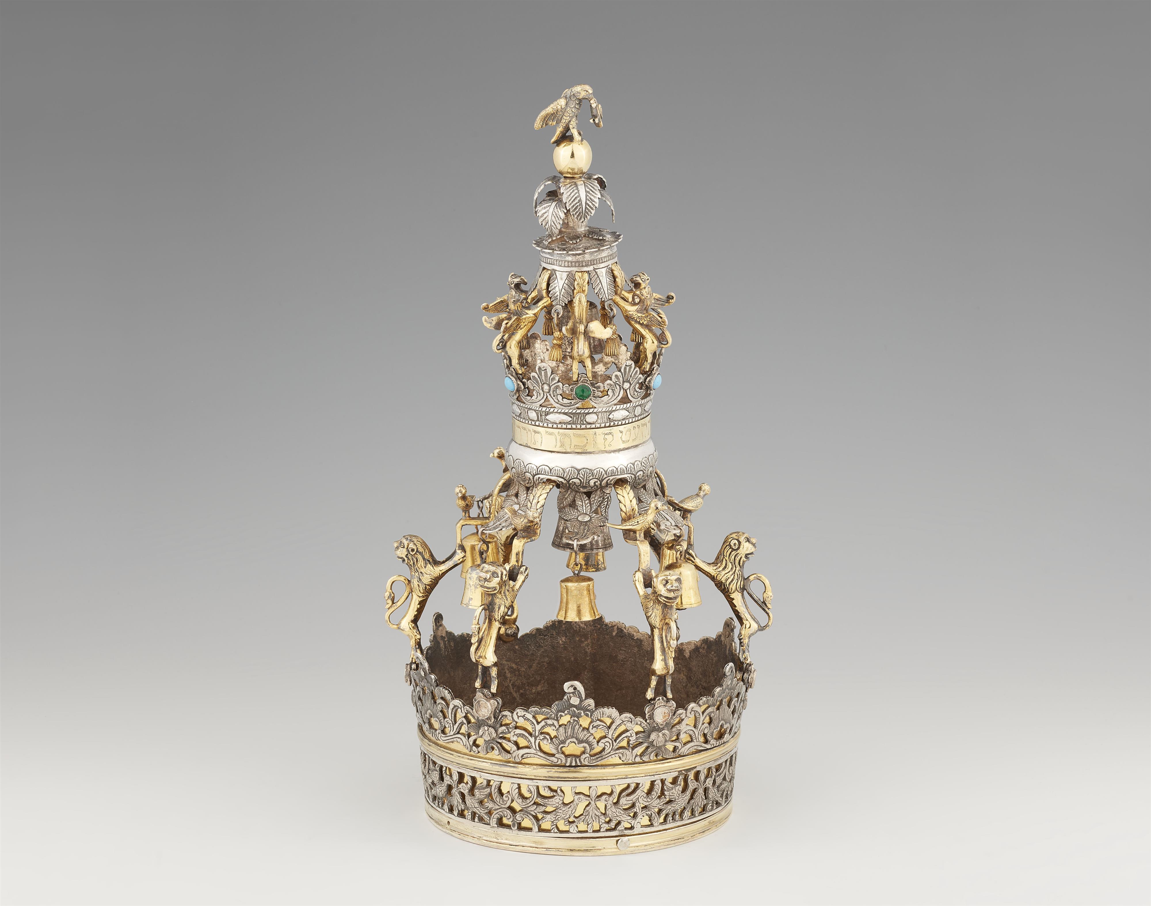 An important parcel gilt Polish silver Torah crown - image-1