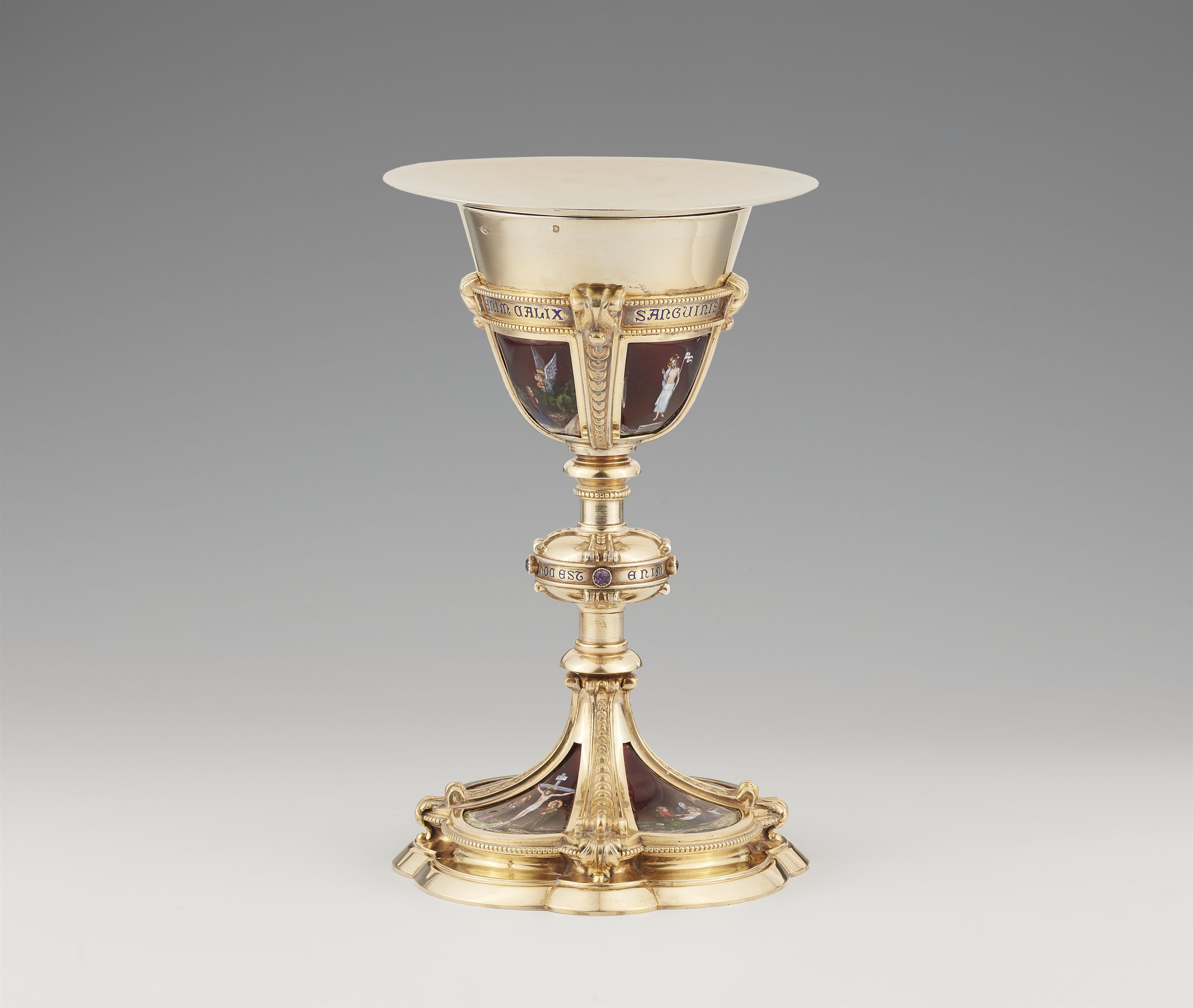 A Parisian silver gilt communion chalice and patene - image-1