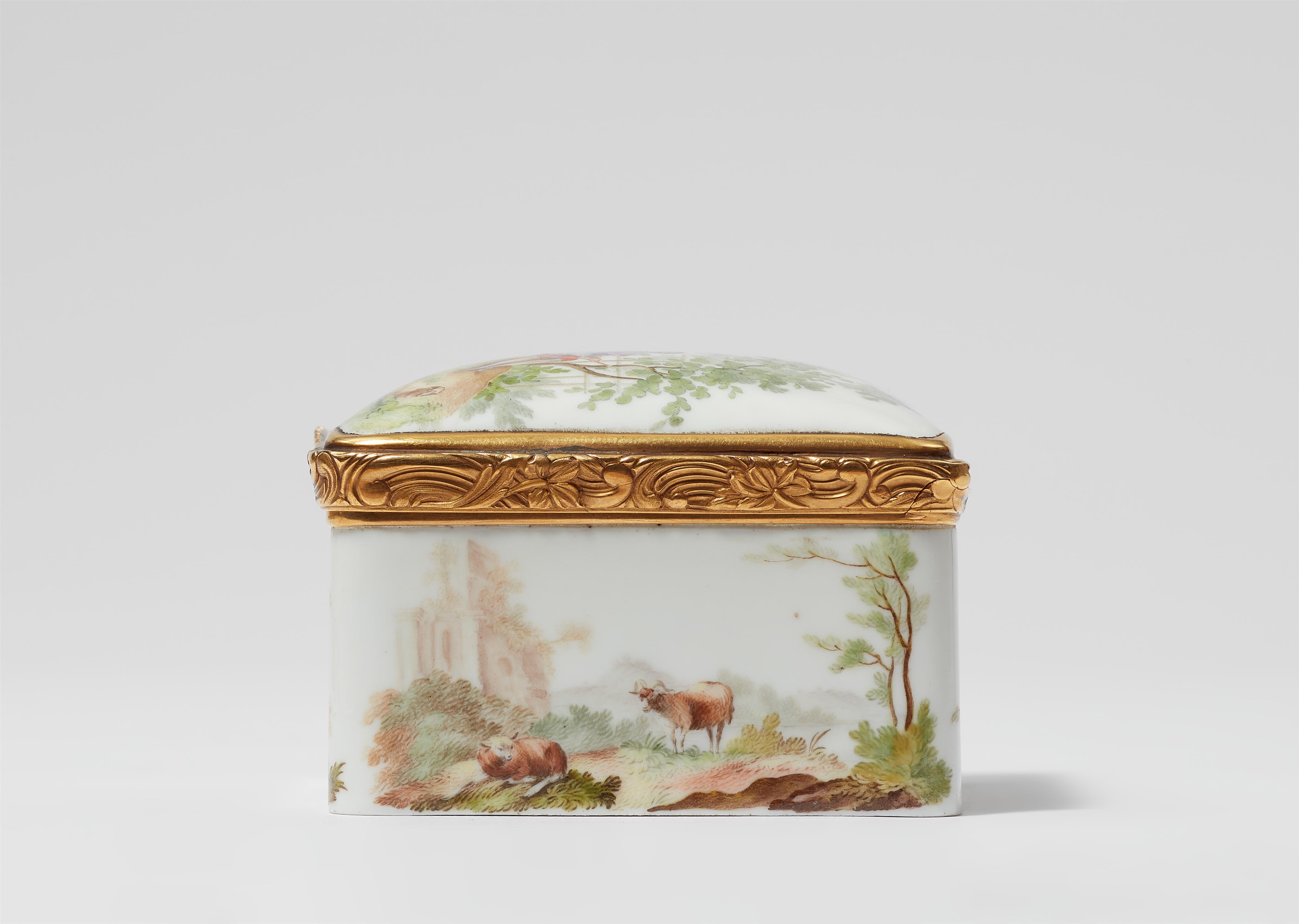 A Meissen porcelain snuff box with a portrait of a lady in negligée - image-5