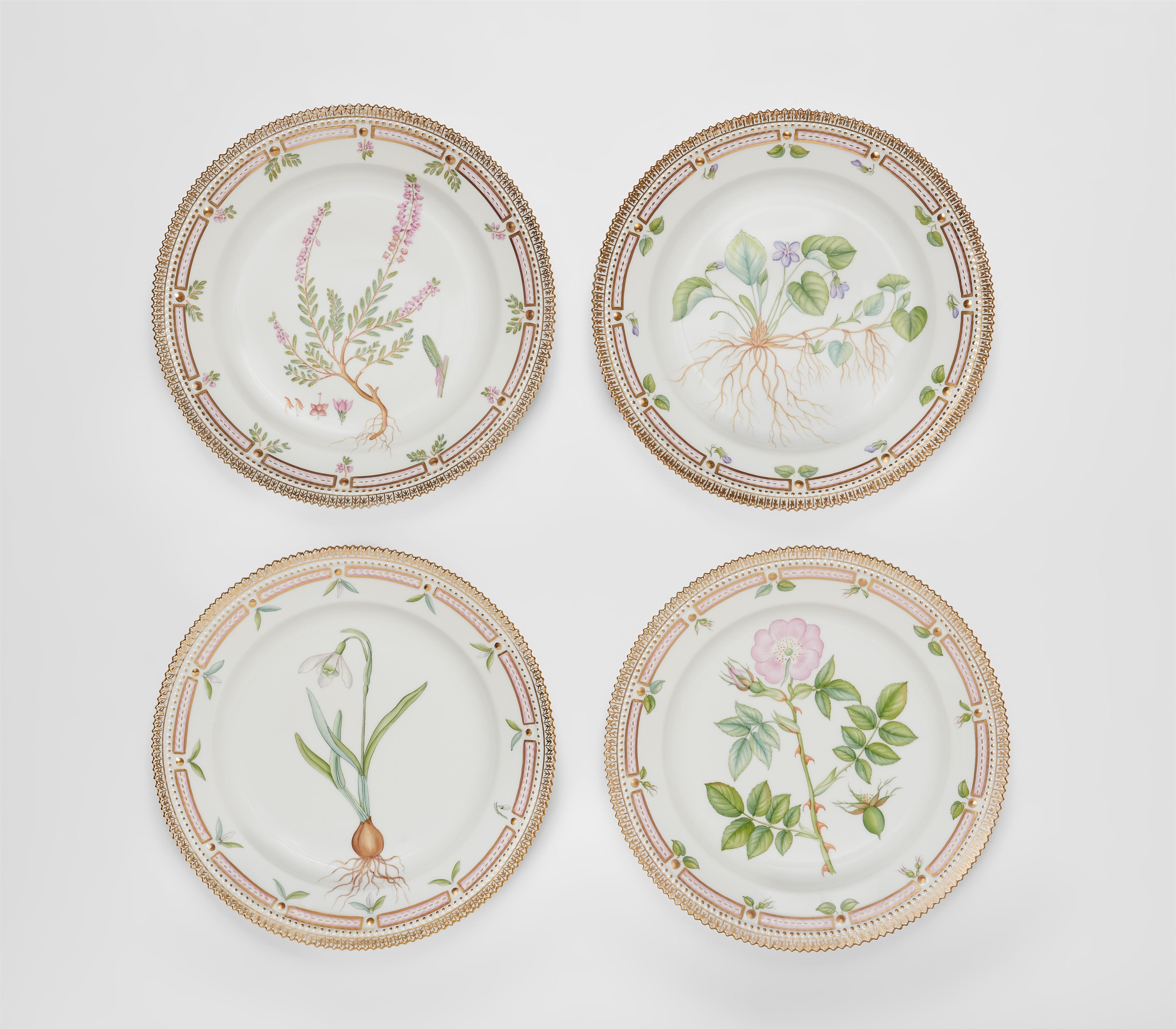 Four  Royal Copenhagen Flora Danica Jubilee Wall Plates - image-1