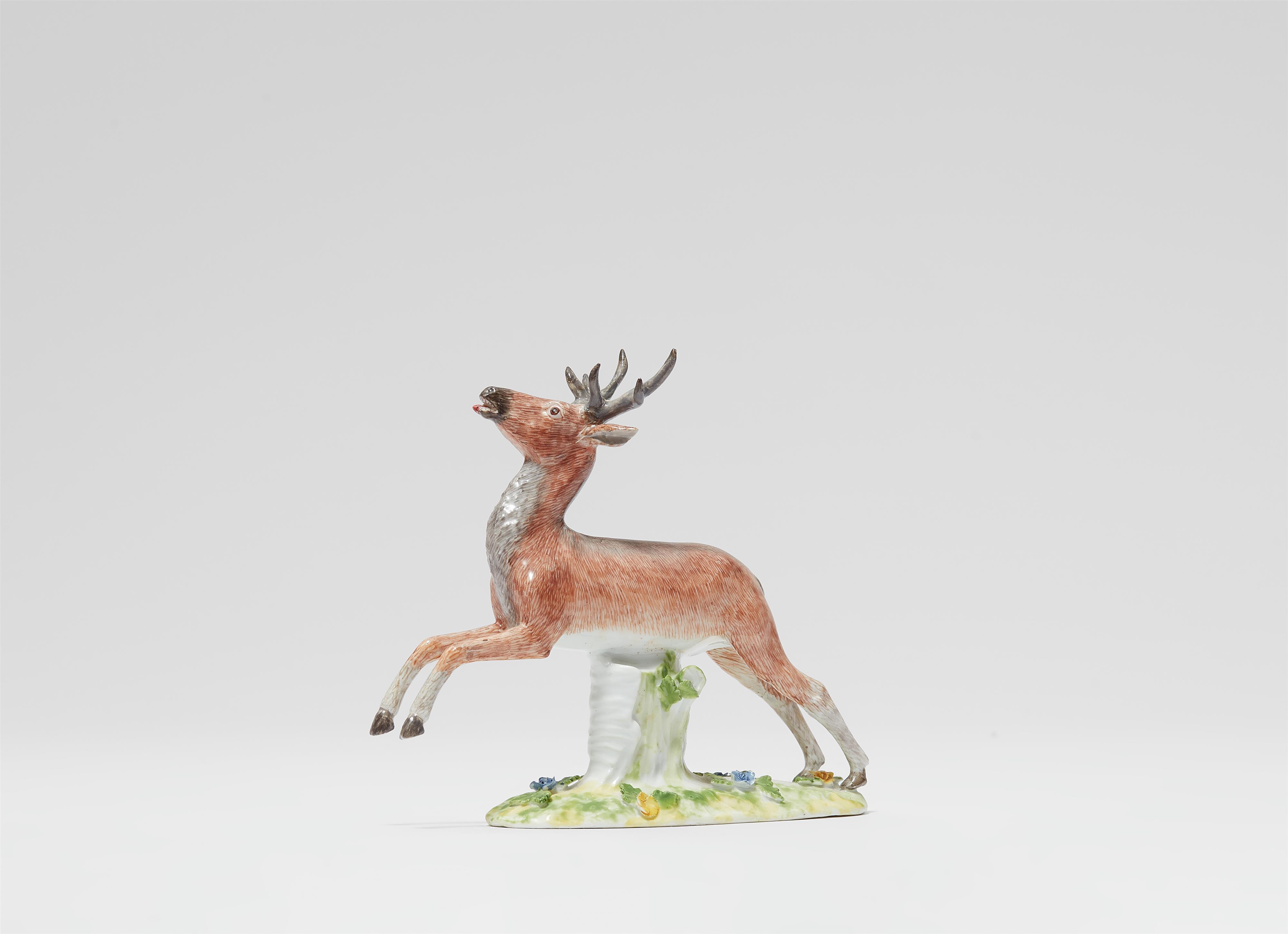 A Meissen porcelain figure of leaping stag - image-1