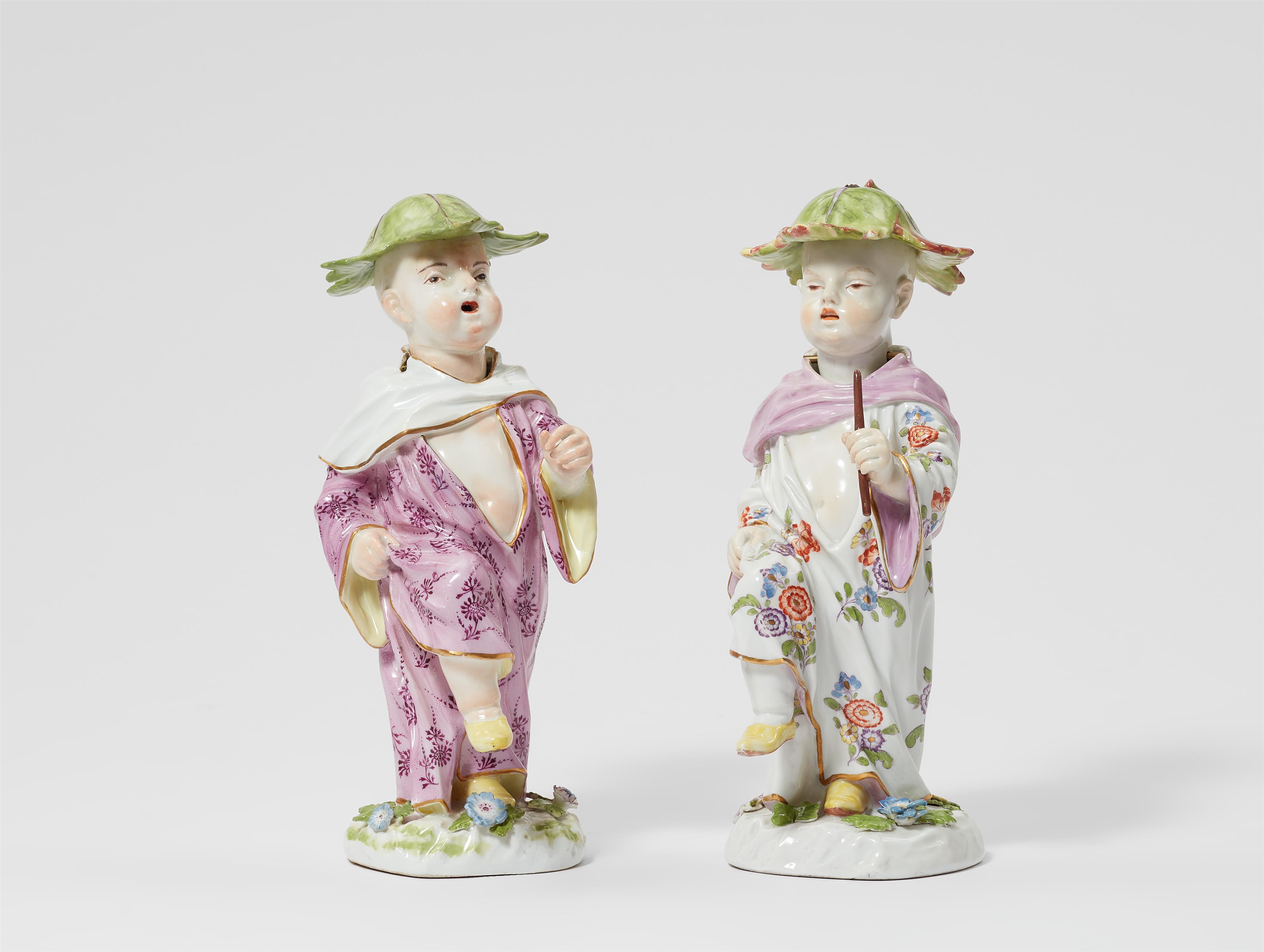 Two Meissen porcelain figures of children as nodding pagodes - image-1
