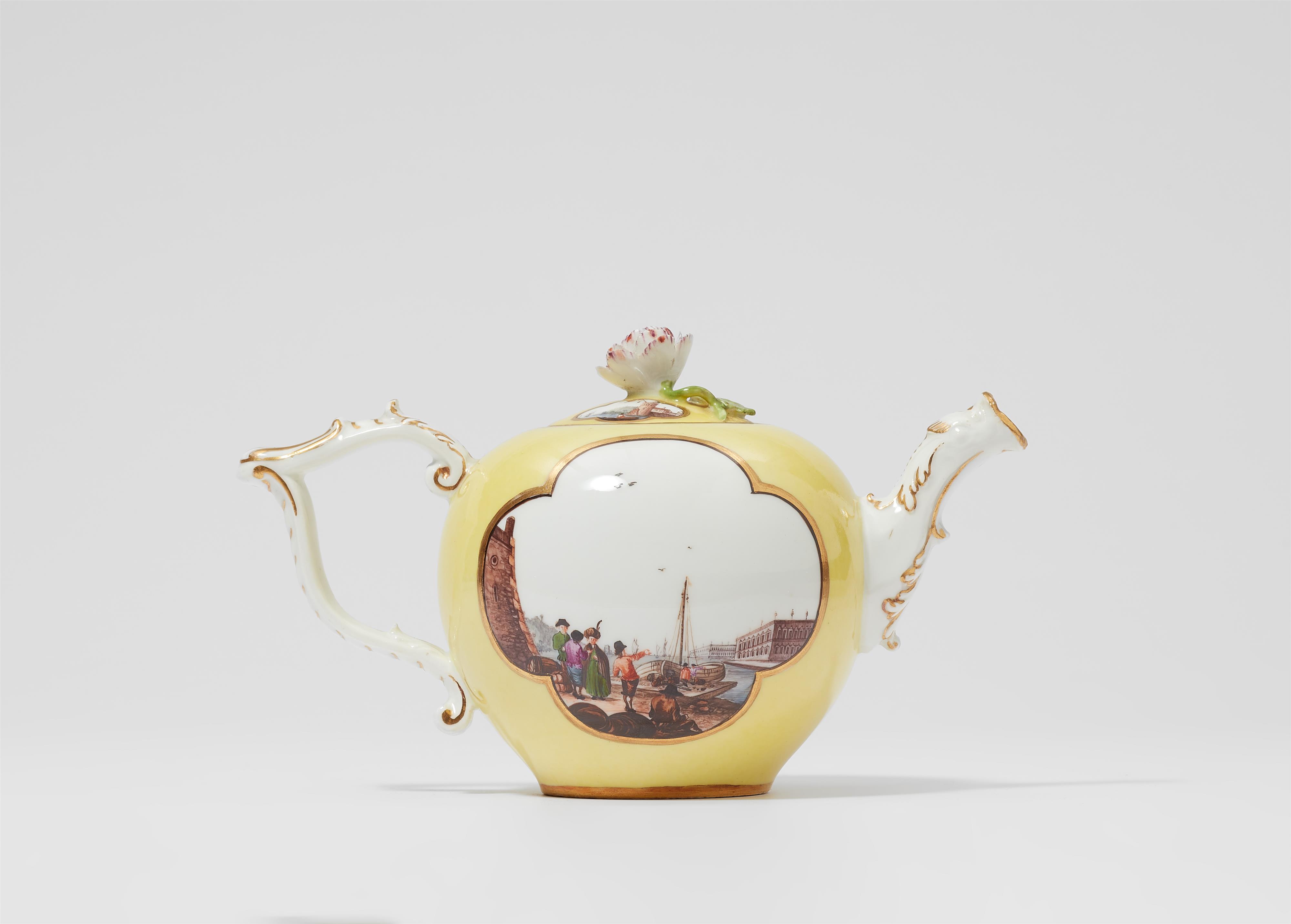 A Meissen porcelain teapot with yellow ground - image-2