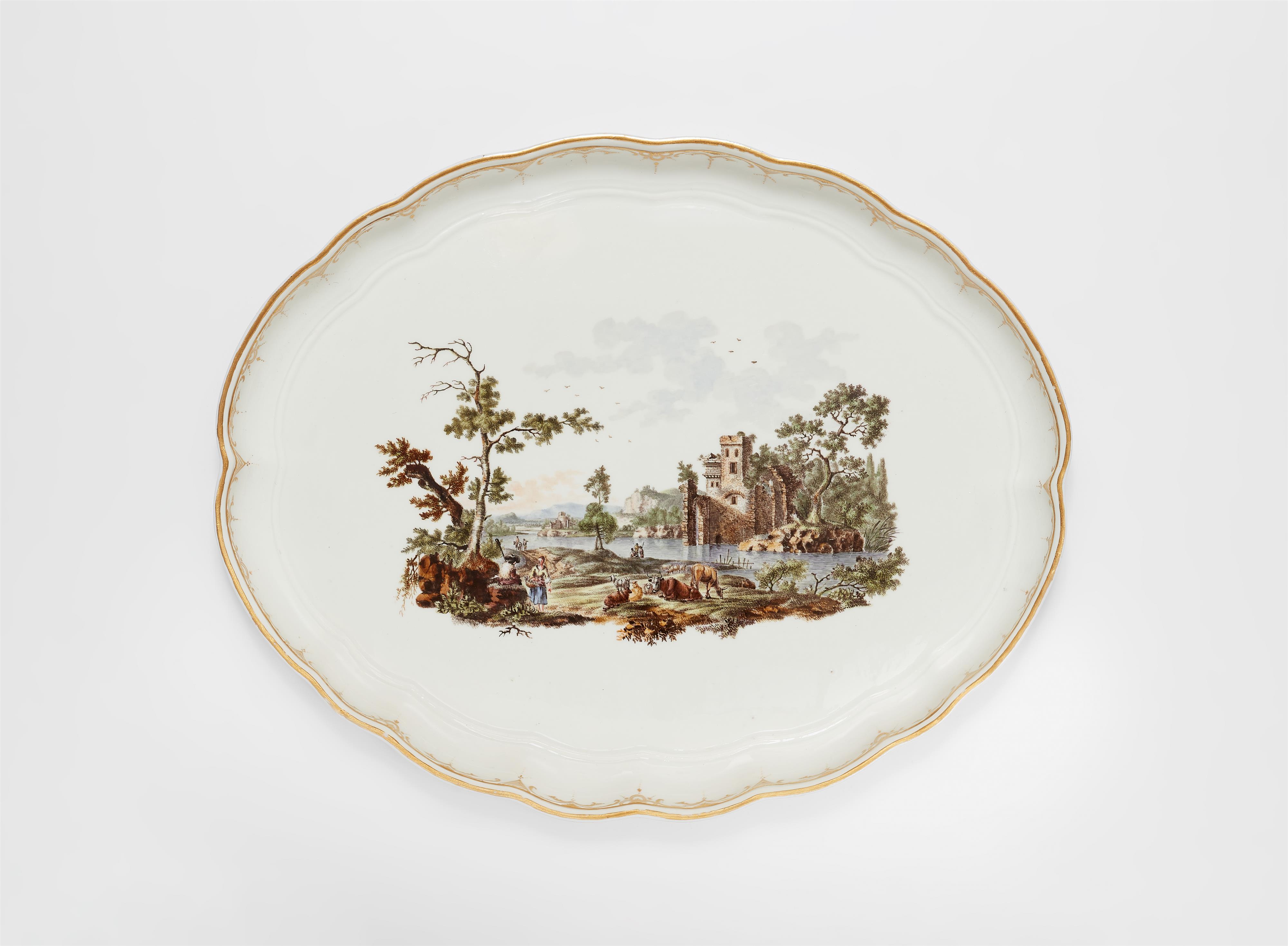 A Fürstenberg porcelain tray with a pastoral landscape - image-1