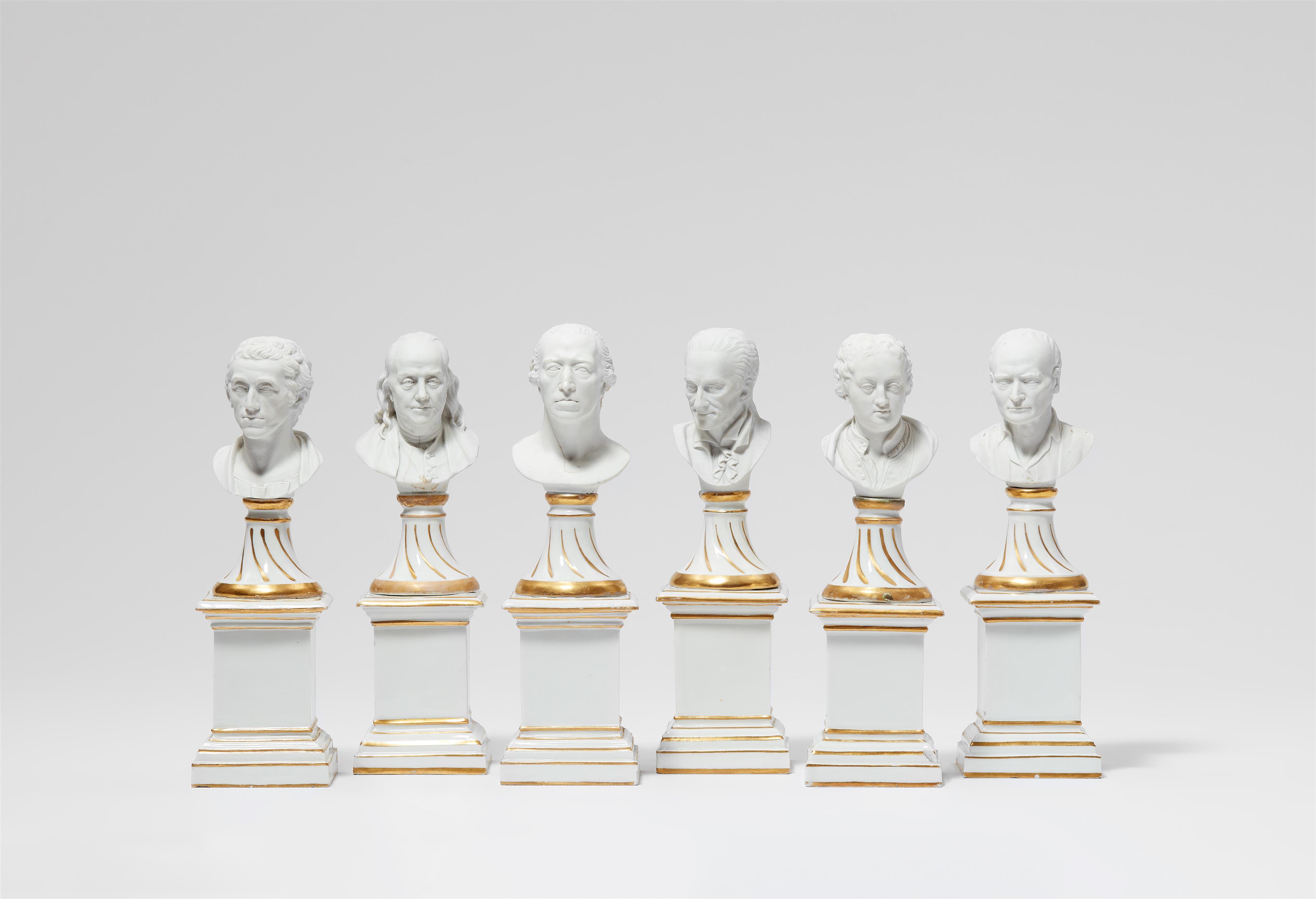 Six Fürstenberg porcelain busts of famous men - image-1