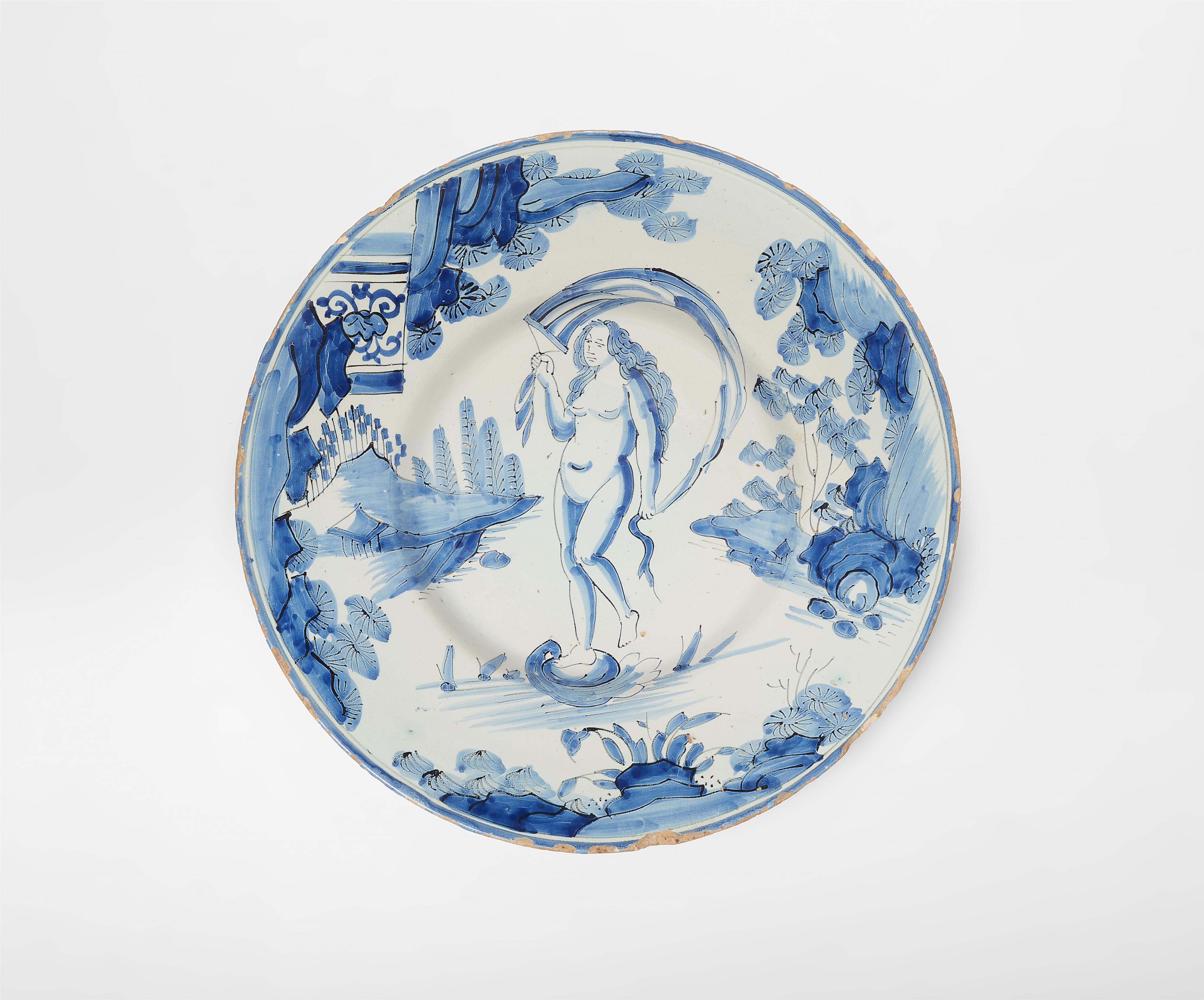 A Dutch Delft faience platter with Venus born of the waves - image-1