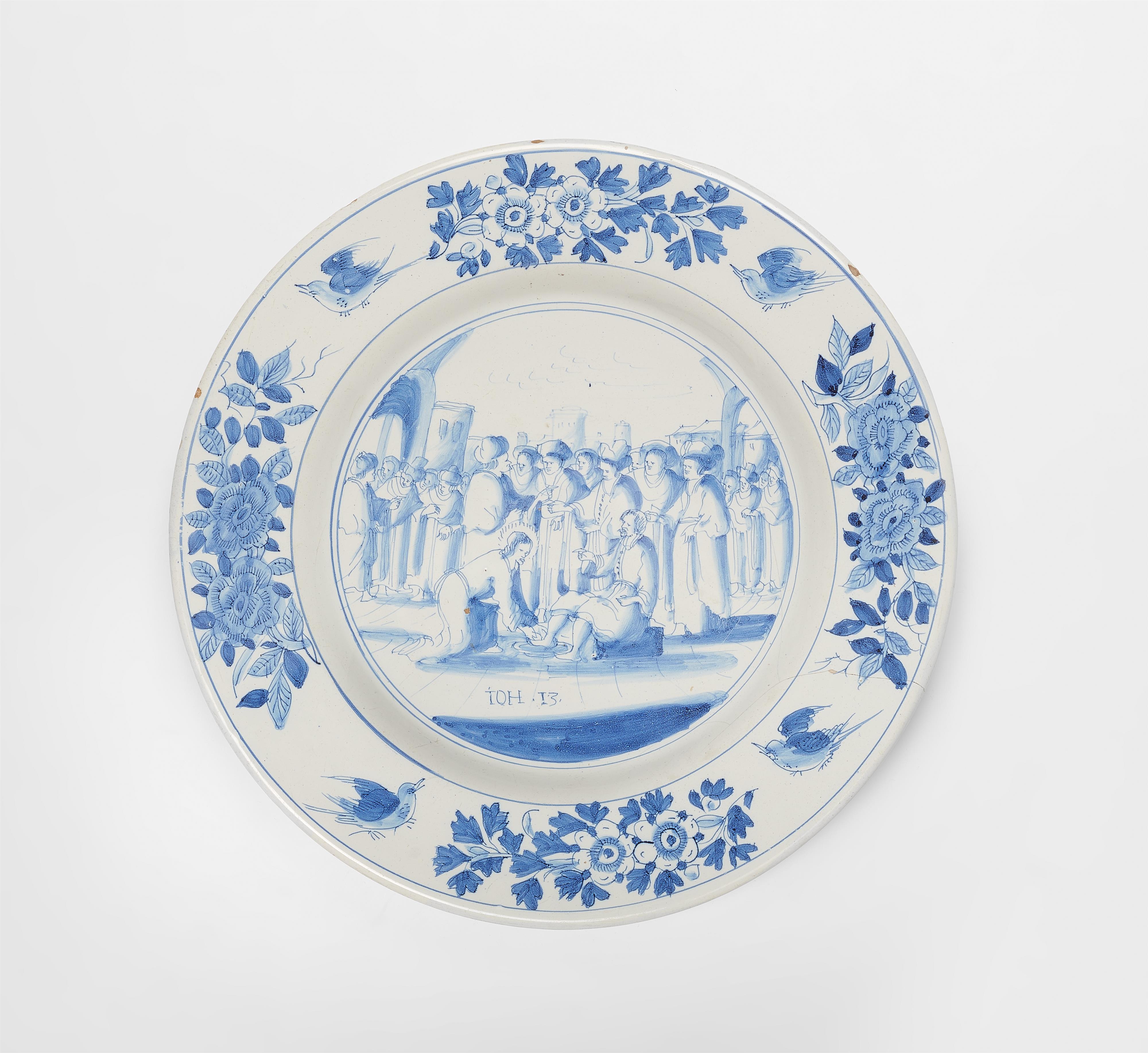 A Dutch Delft faience platter with a New Testament scene - image-1