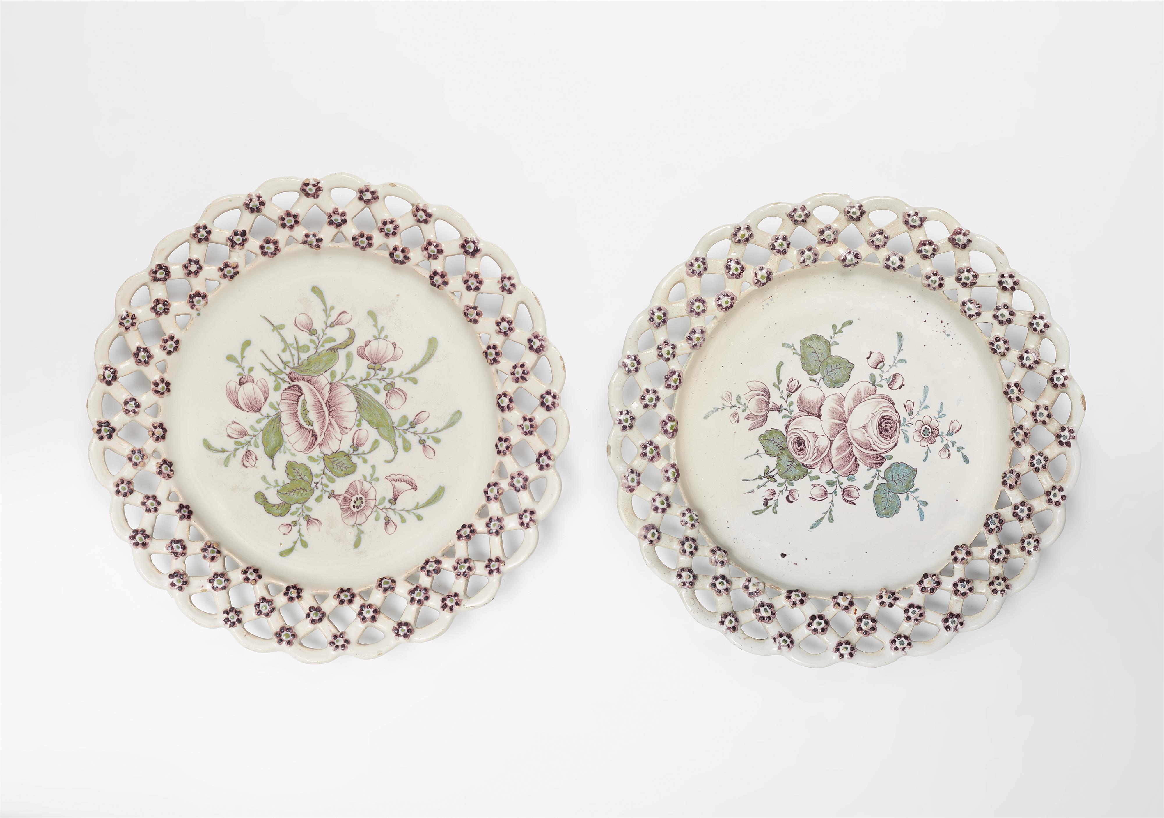 Two Magdeburg faience plates with pierced rims - image-1