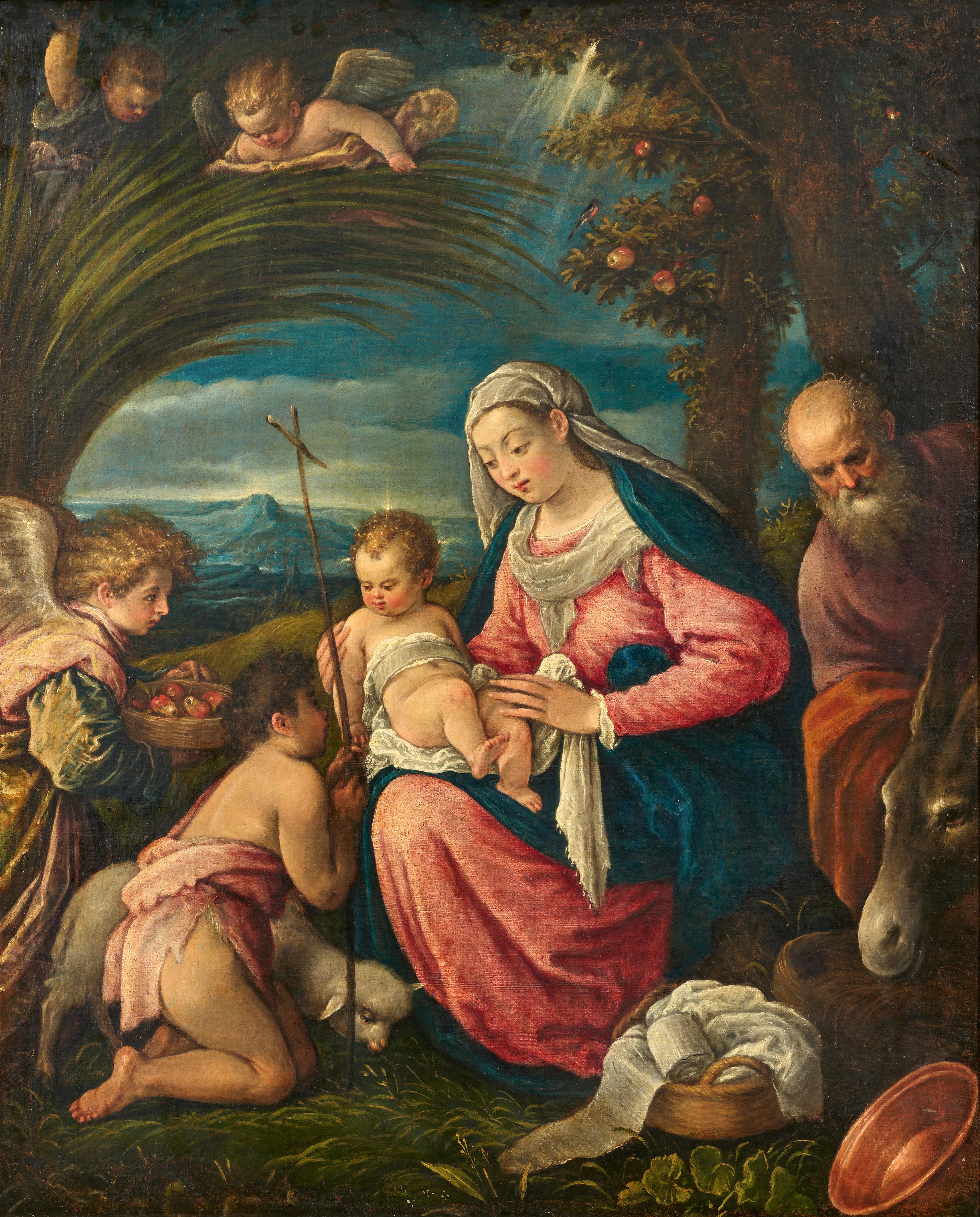Giambattista da Ponte Bassano - Die heilige Familie mit Johannes und einem Engel - image-1